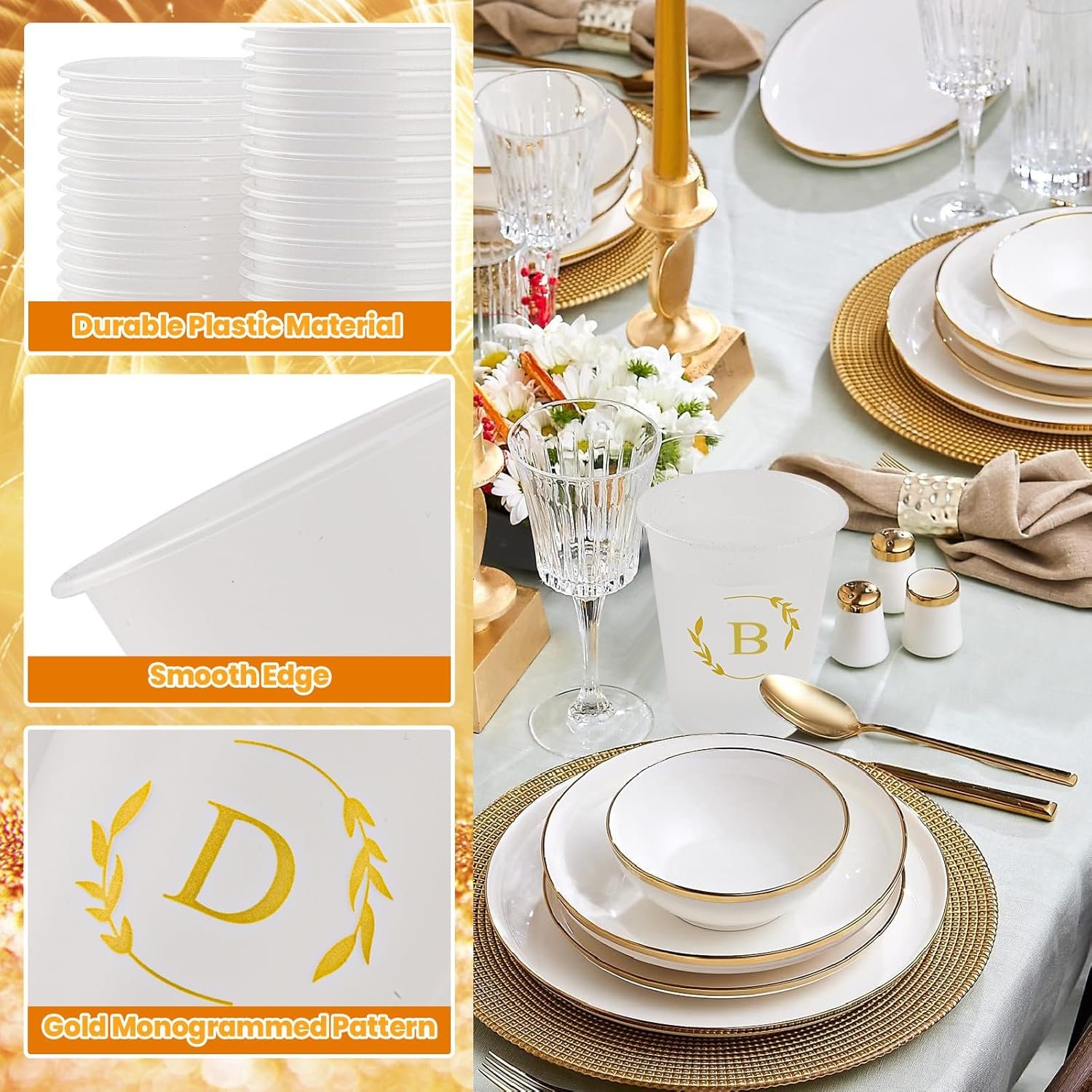 Wholesale 100 Monogrammed Disposable Plastic Cups 12 oz Personalized Initial Letter A for Wedding Reception Baby Shower Birthday Party Manufacturer