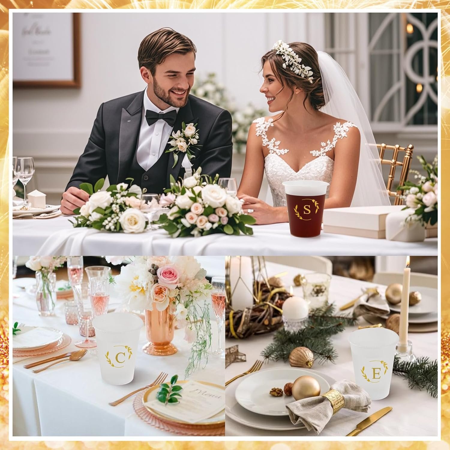 Wholesale 100 Monogrammed Disposable Plastic Cups 12 oz Personalized Initial Letter A for Wedding Reception Baby Shower Birthday Party Manufacturer