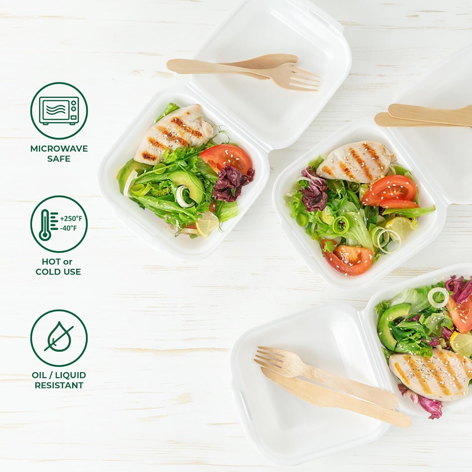 Wholesale Clamshell Food Containers with Lids 6x6 50-Pack Disposable Biodegradable Sugarcane Paper Boxes Microwave Freezer Safe Stackable Manufacturer