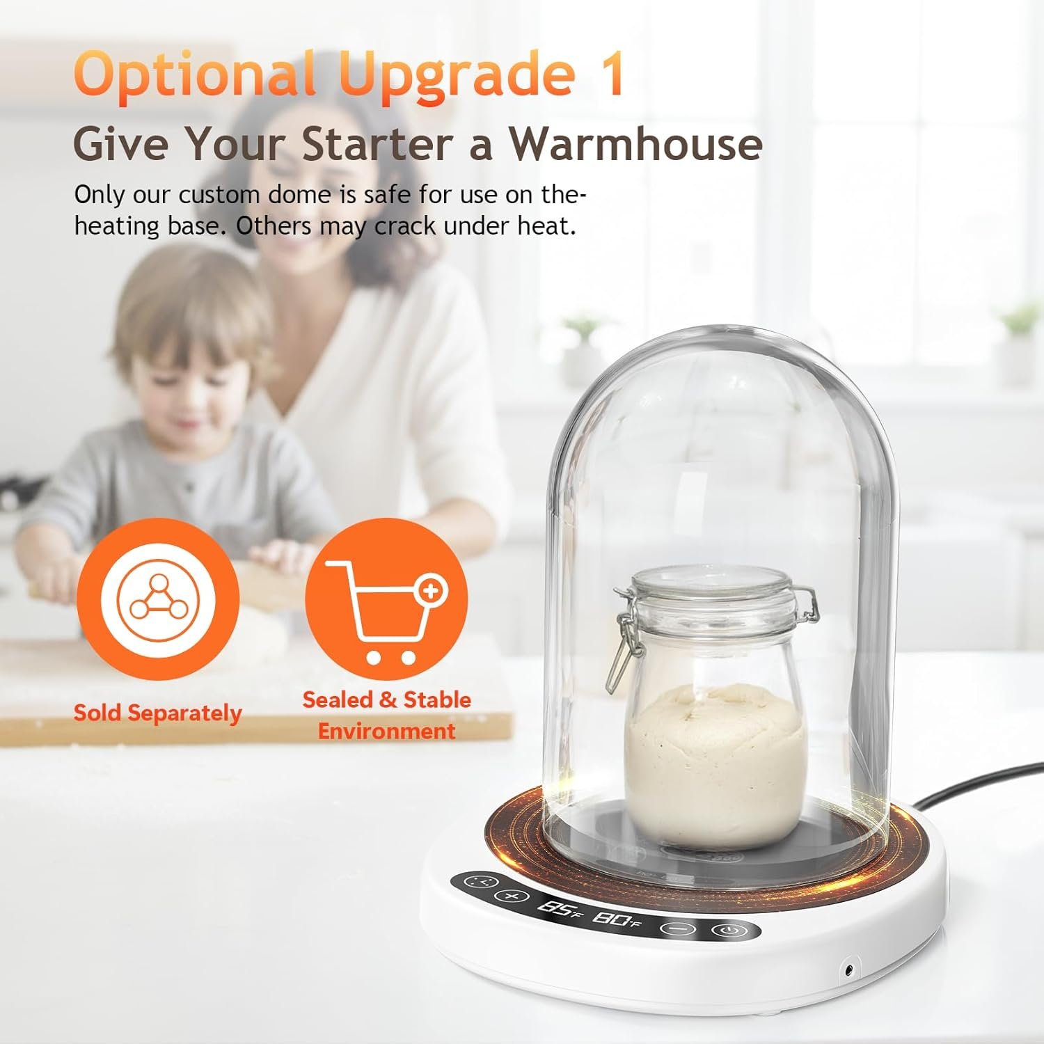 Wholesale Larger 2-in-1 Sourdough Starter Warmer Pro 2026 Upgrade with Larger Heating Plate Dough Temp Probe 1°F Control 70–110°F 24H Timer Real-Time Monitoring for Beginner Bakers Manufacturer
