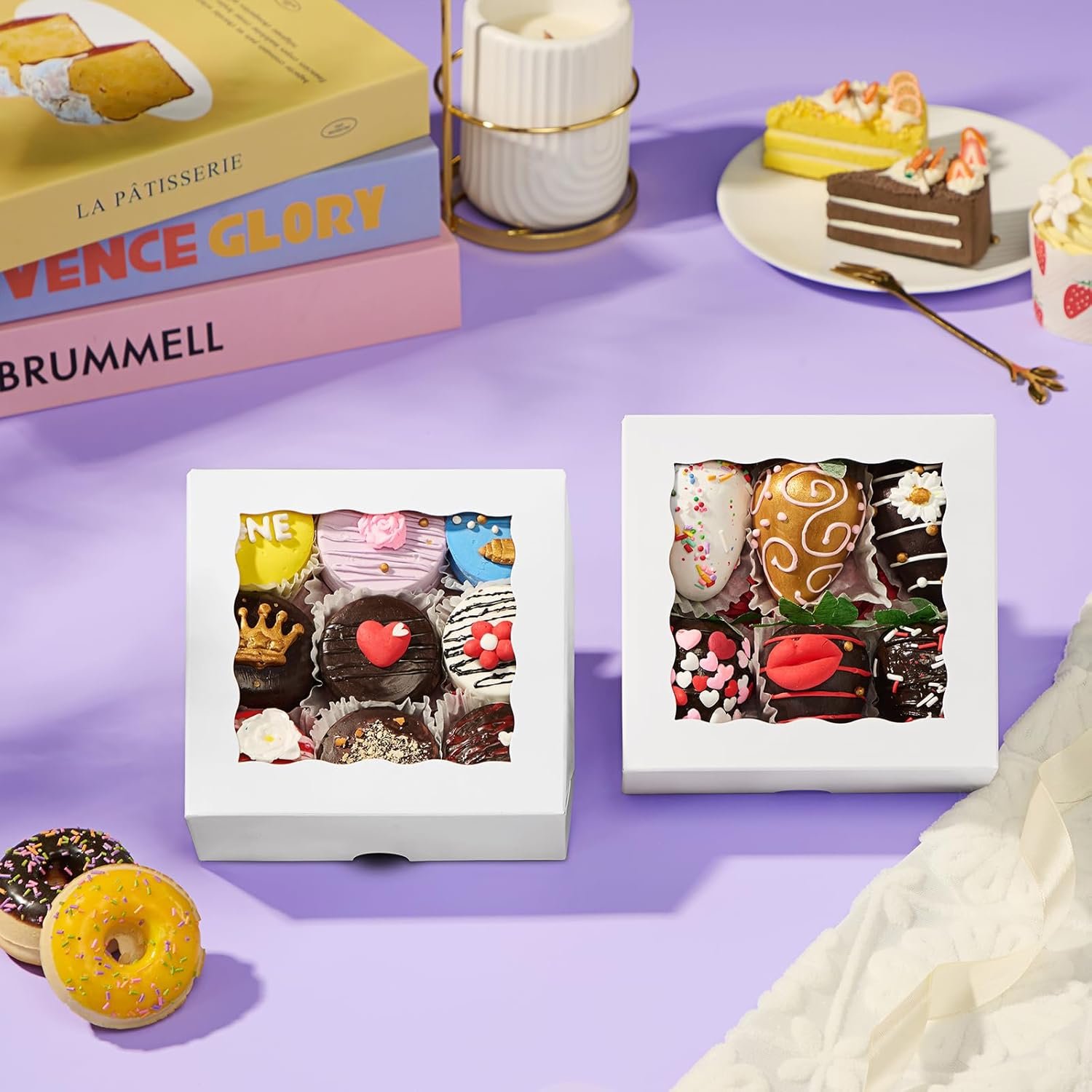 Wholesale 21PCS 5x5x2 Inch Bakery Boxes with Window for Cookies Macarons Desserts Cupcakes Donuts Pastries Muffins Manufacturer