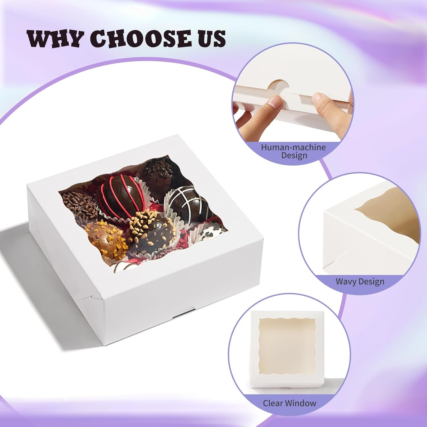 Wholesale 21PCS 5x5x2 Inch Bakery Boxes with Window for Cookies Macarons Desserts Cupcakes Donuts Pastries Muffins Manufacturer