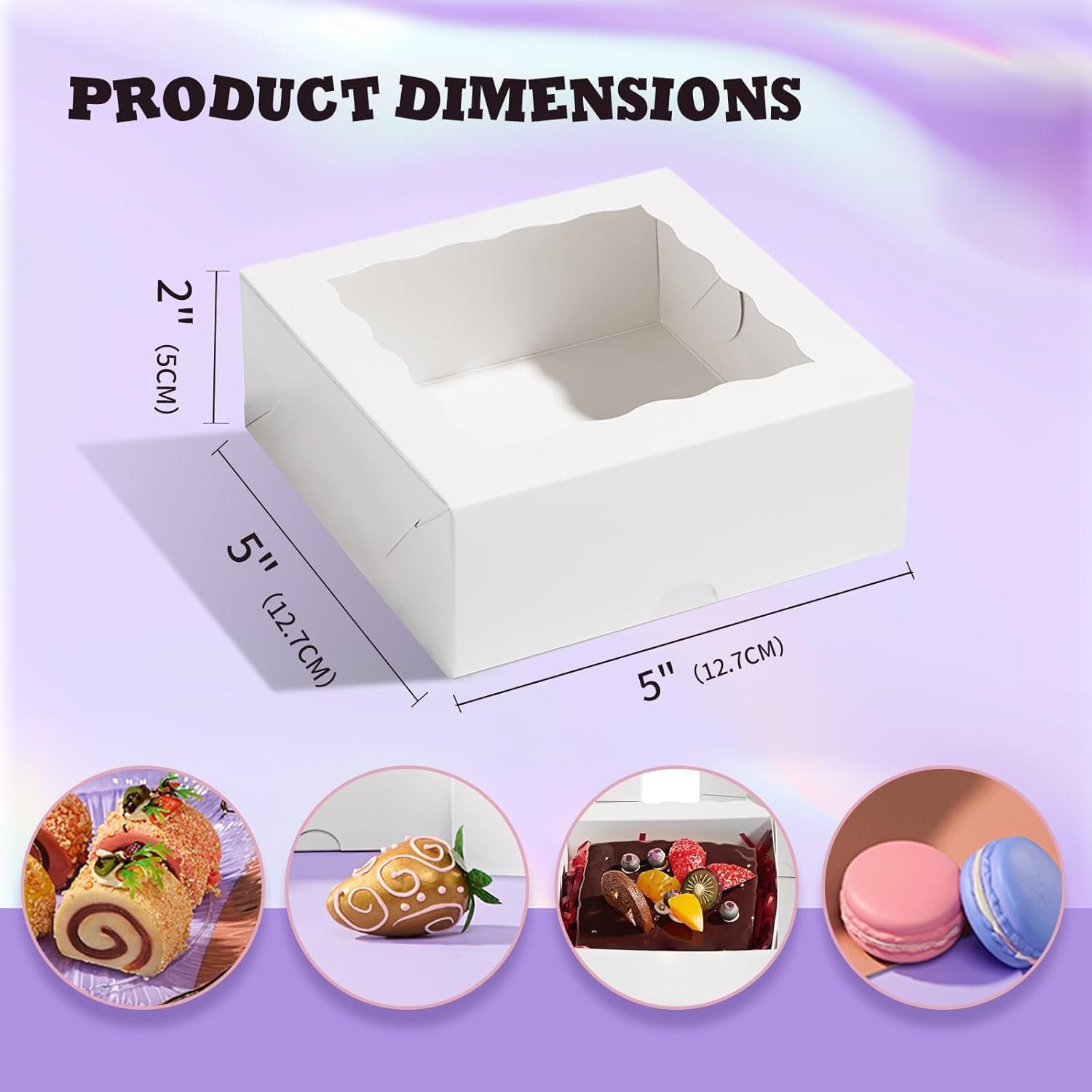 Wholesale 21PCS 5x5x2 Inch Bakery Boxes with Window for Cookies Macarons Desserts Cupcakes Donuts Pastries Muffins Manufacturer