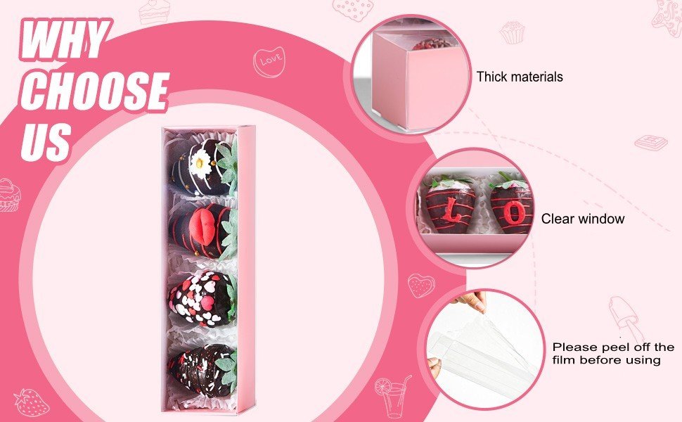 Wholesale Bakery Packaging Supplies 12-Pack Pink Chocolate Covered Strawberry Boxes for 4 Macarons Truffles Cookies Ores Cocoa Bombs Cake Balls Manufacturer Wholesale Bakery Packaging Supplies 12-Pack Pink Chocolate Covered Strawberry Boxes for 4 Macarons Truffles Cookies Ores Cocoa Bombs Cake Balls Manufacturer