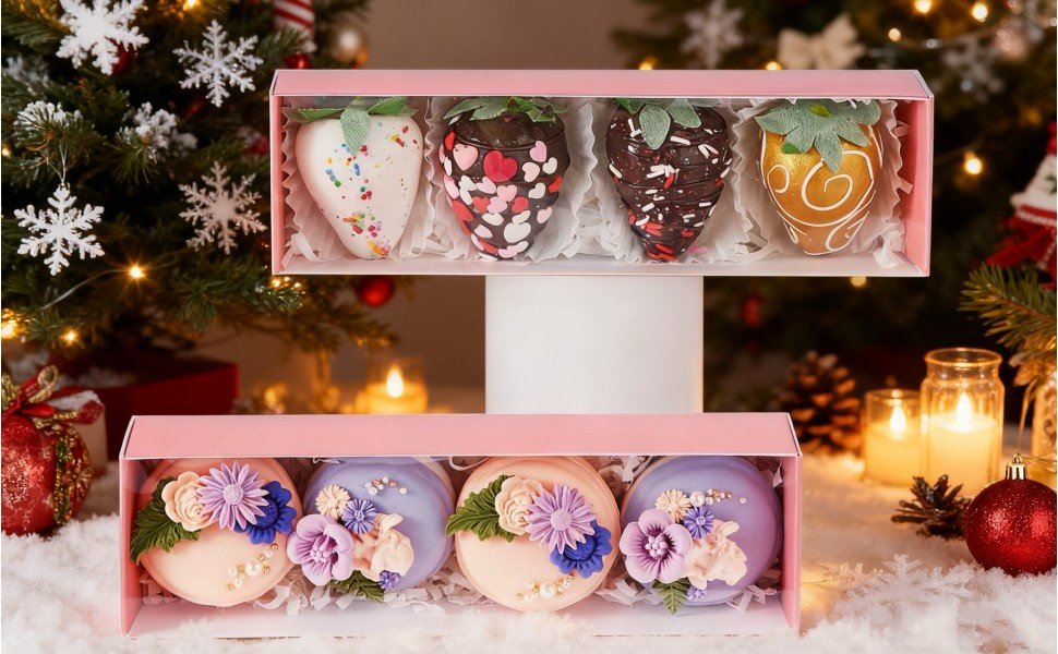 Wholesale Bakery Packaging Supplies 12-Pack Pink Chocolate Covered Strawberry Boxes for 4 Macarons Truffles Cookies Ores Cocoa Bombs Cake Balls Manufacturer Wholesale Bakery Packaging Supplies 12-Pack Pink Chocolate Covered Strawberry Boxes for 4 Macarons Truffles Cookies Ores Cocoa Bombs Cake Balls Manufacturer