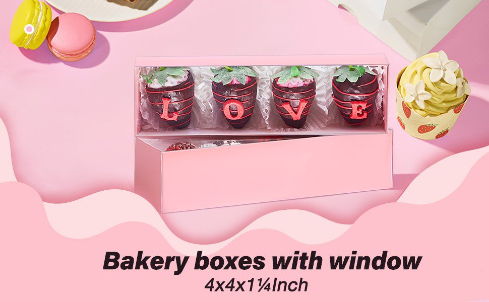 Wholesale Bakery Packaging Supplies 12-Pack Pink Chocolate Covered Strawberry Boxes for 4 Macarons Truffles Cookies Ores Cocoa Bombs Cake Balls Manufacturer Wholesale Bakery Packaging Supplies 12-Pack Pink Chocolate Covered Strawberry Boxes for 4 Macarons Truffles Cookies Ores Cocoa Bombs Cake Balls Manufacturer