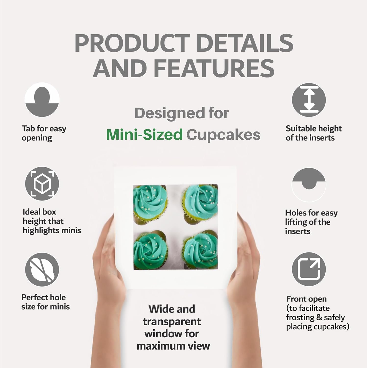 Wholesale White Mini Cupcake Favor Boxes with Windows and Inserts Designed to Hold 4 Mini Cupcakes Muffins or Pastries 12-Pack Manufacturer