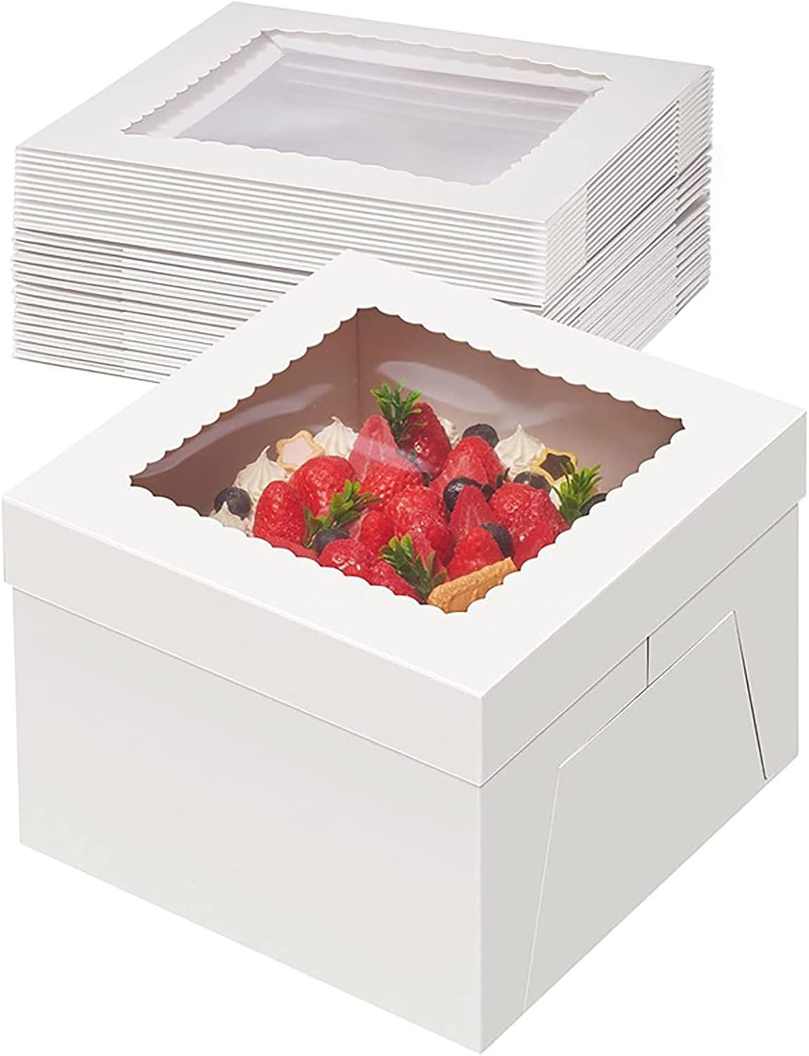 Wholesale 8x8x8 Inch Square White Cake Boxes with Window 10pcs Disposable Bakery Dessert Boxes for Cakes Pastries Chocolates Cookies Pies Birthday Parties Weddings Manufacturer