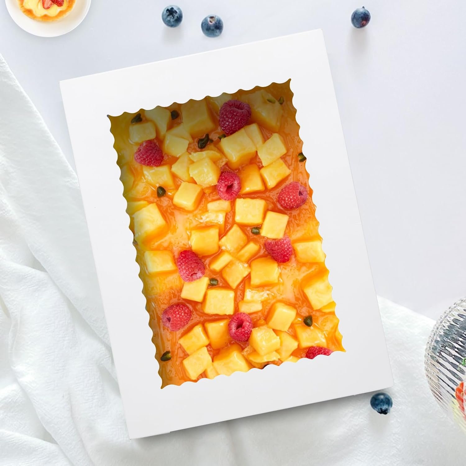 Wholesale 25pcs 19x14x4 Half Sheet Cake Boxes with Window Rectangle 1/2 Sheet Bakery Boxes for Pastry Cake Cupcakes Donuts Cookies Pie Packaging White Large Manufacturer