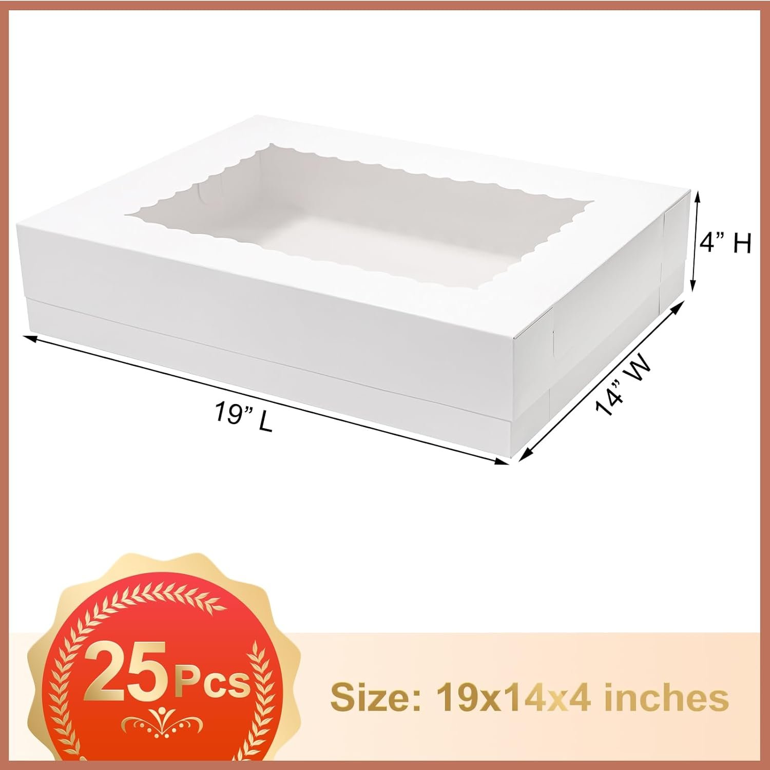 Wholesale 25pcs 19x14x4 Half Sheet Cake Boxes with Window Rectangle 1/2 Sheet Bakery Boxes for Pastry Cake Cupcakes Donuts Cookies Pie Packaging White Large Manufacturer