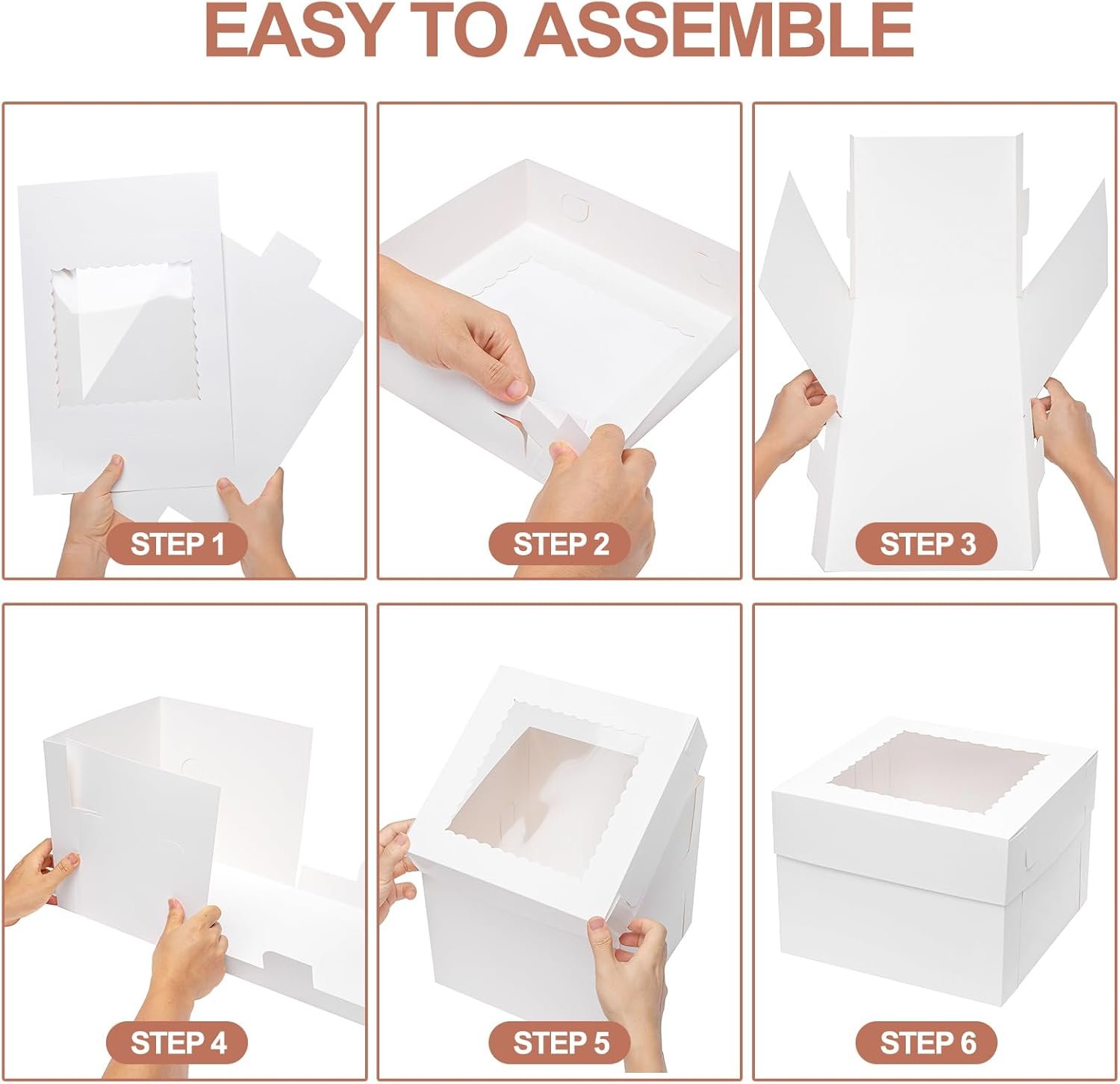 Wholesale 25pcs 19x14x4 Half Sheet Cake Boxes with Window Rectangle 1/2 Sheet Bakery Boxes for Pastry Cake Cupcakes Donuts Cookies Pie Packaging White Large Manufacturer