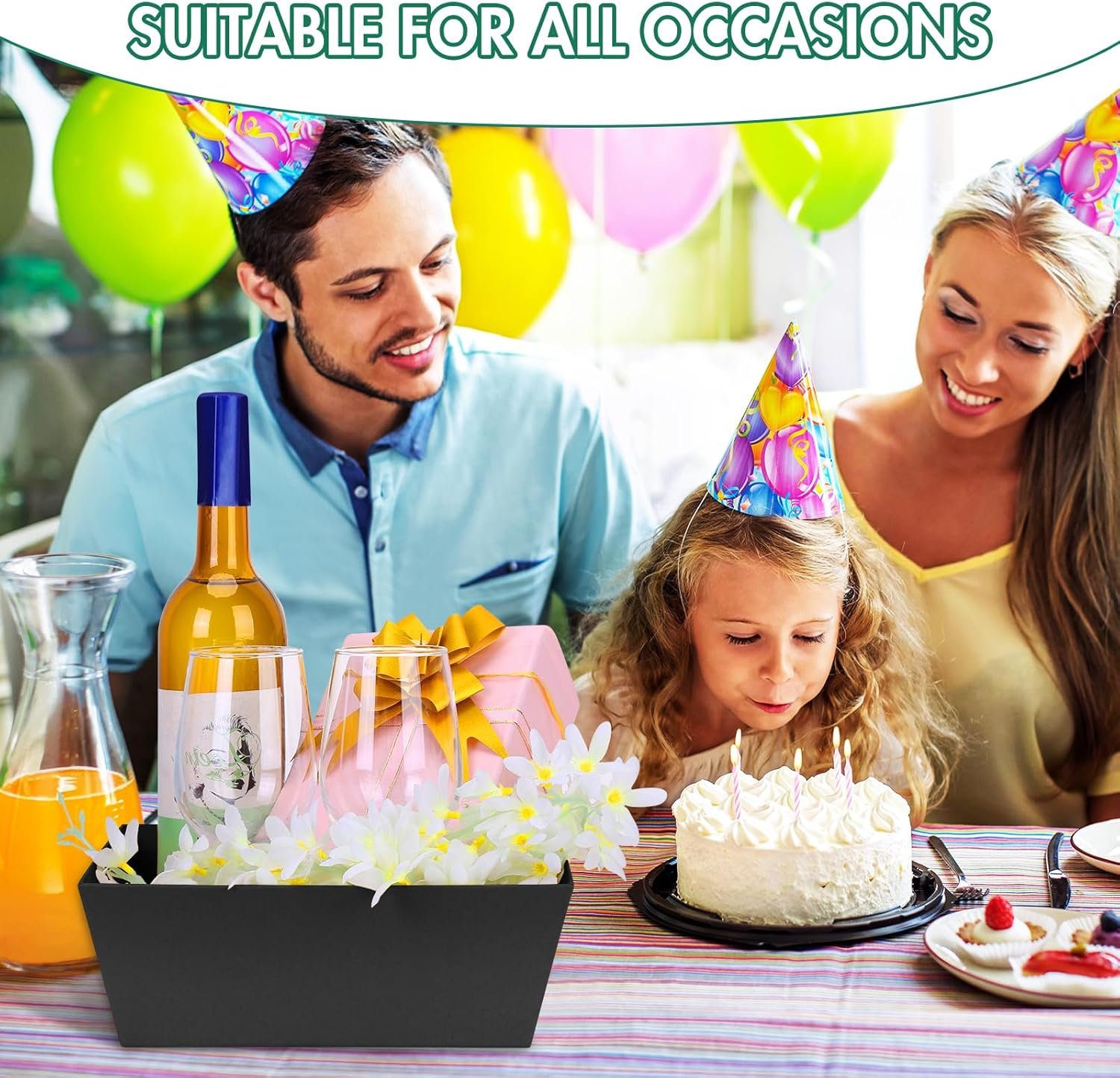 Wholesale 10-Pack Black Empty Gift Baskets 10x12 Inch Thick Kraft with 10 Bows 10 Bags for Christmas Easter Birthdays Snacks Farmers Market Manufacturer