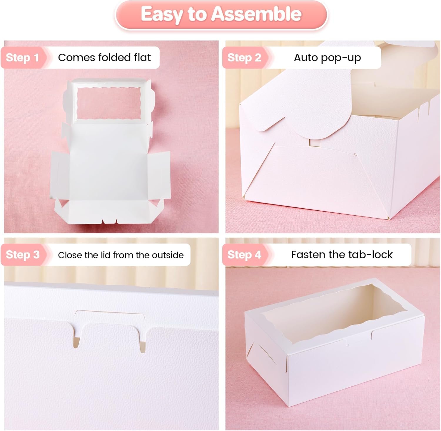 Wholesale 30pcs 10 x 6 x 3.8 Inches Window Cookie Boxes for Bakery Cakes Treats Chocolate Covered Strawberries Cupcakes Muffins Donuts Manufacturer