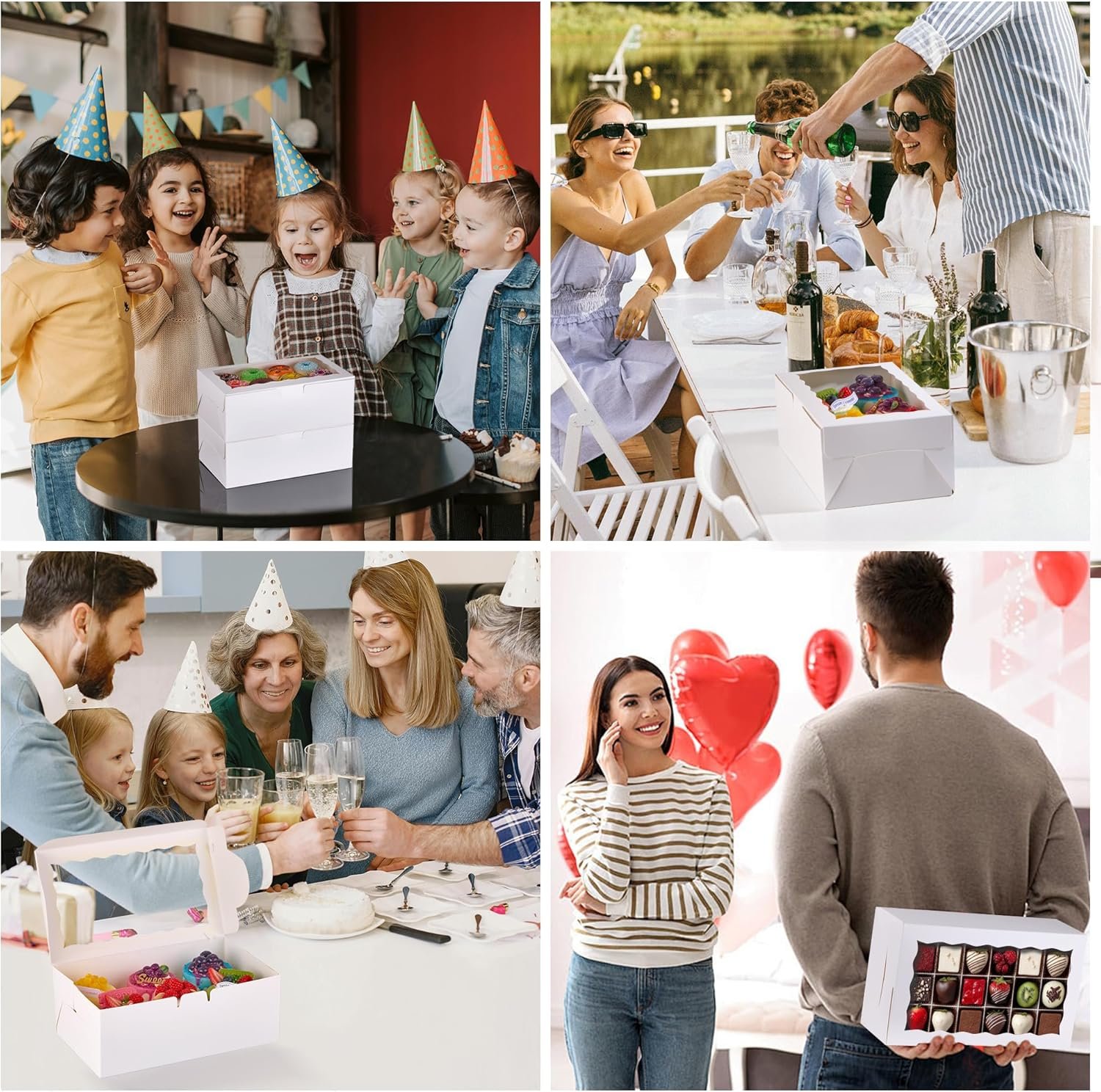 Wholesale 30pcs 10 x 6 x 3.8 Inches Window Cookie Boxes for Bakery Cakes Treats Chocolate Covered Strawberries Cupcakes Muffins Donuts Manufacturer