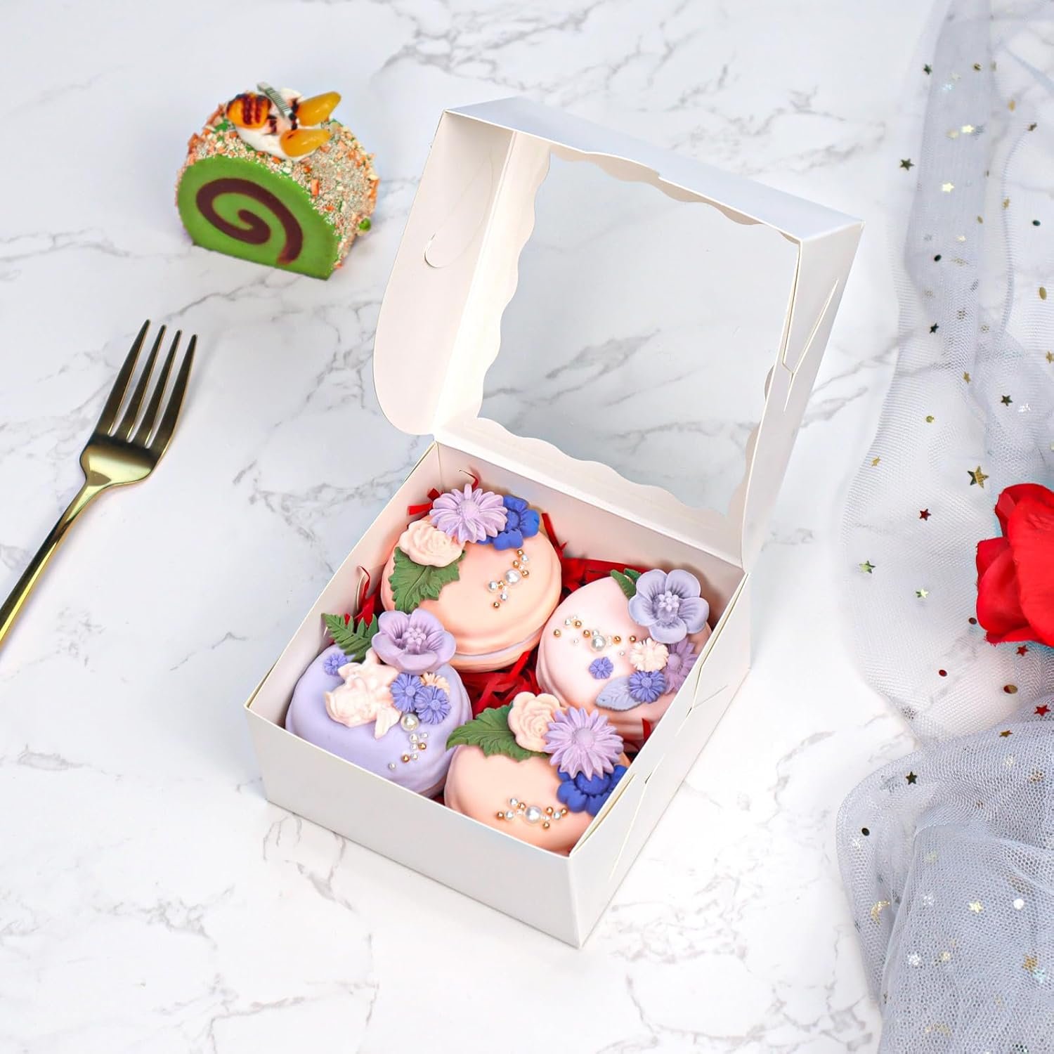 Wholesale 50-Count 4x4x2 Food-Safe White Bakery Boxes - Multi-Use Pastry Treat Packaging for Cookies Truffles Wedding Favors Stackable Gift Boxes for Cakes Pies Cinnamon Rolls Manufacturer