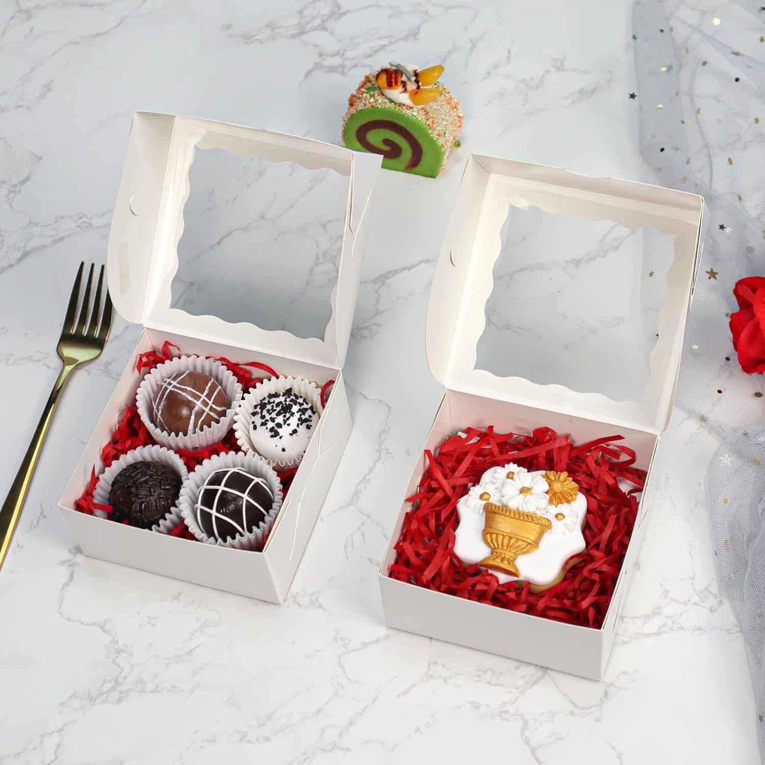 Wholesale 50-Count 4x4x2 Food-Safe White Bakery Boxes - Multi-Use Pastry Treat Packaging for Cookies Truffles Wedding Favors Stackable Gift Boxes for Cakes Pies Cinnamon Rolls Manufacturer