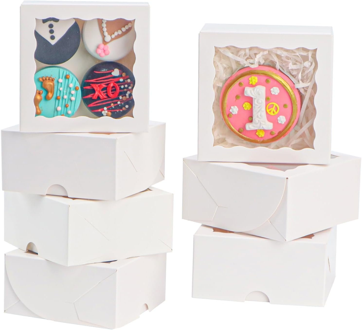 Wholesale 50-Count 4x4x2 Food-Safe White Bakery Boxes - Multi-Use Pastry Treat Packaging for Cookies Truffles Wedding Favors Stackable Gift Boxes for Cakes Pies Cinnamon Rolls Manufacturer