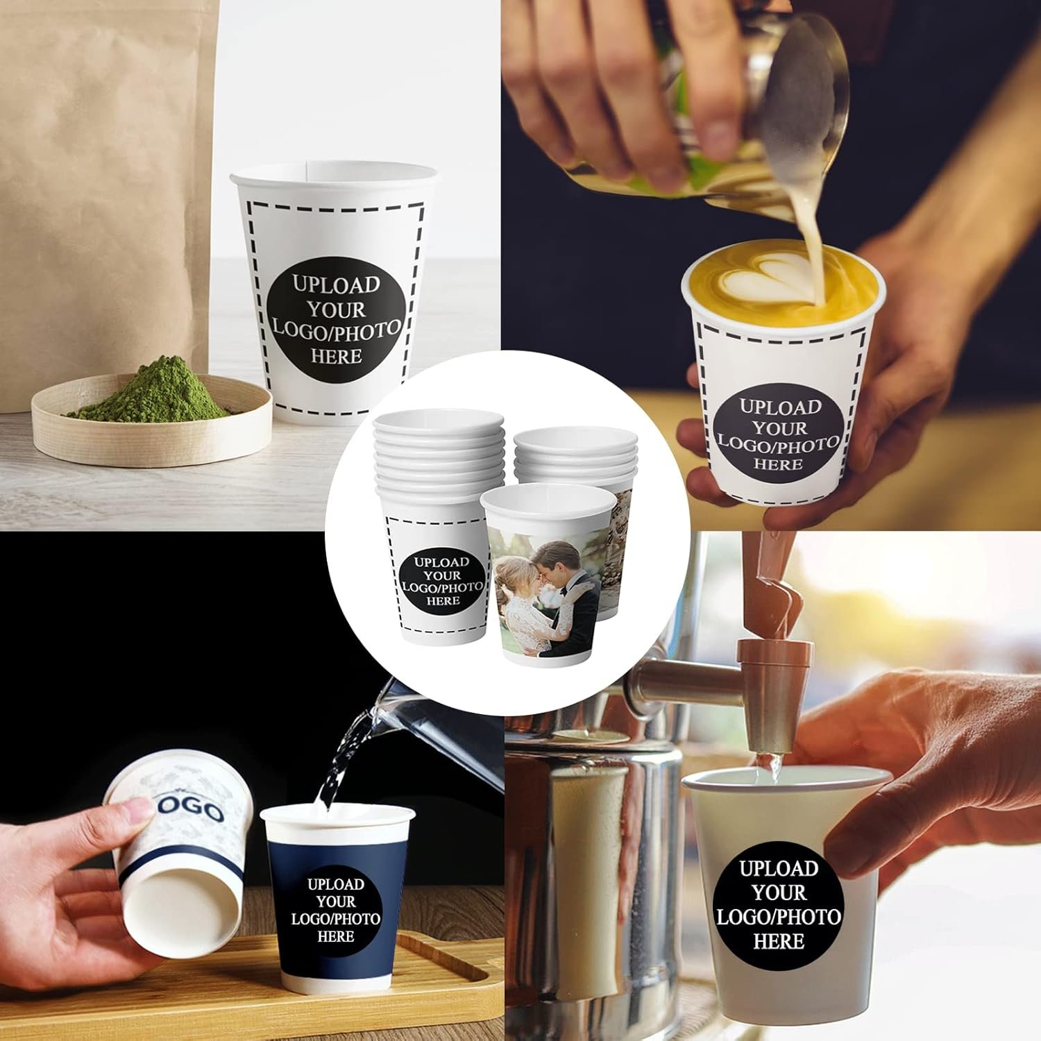 OEM Custom 8oz Paper Cups Personalized with Photo Logo Text for Office Coffee Shop Party Wedding Events 50 Pack Manufacturer