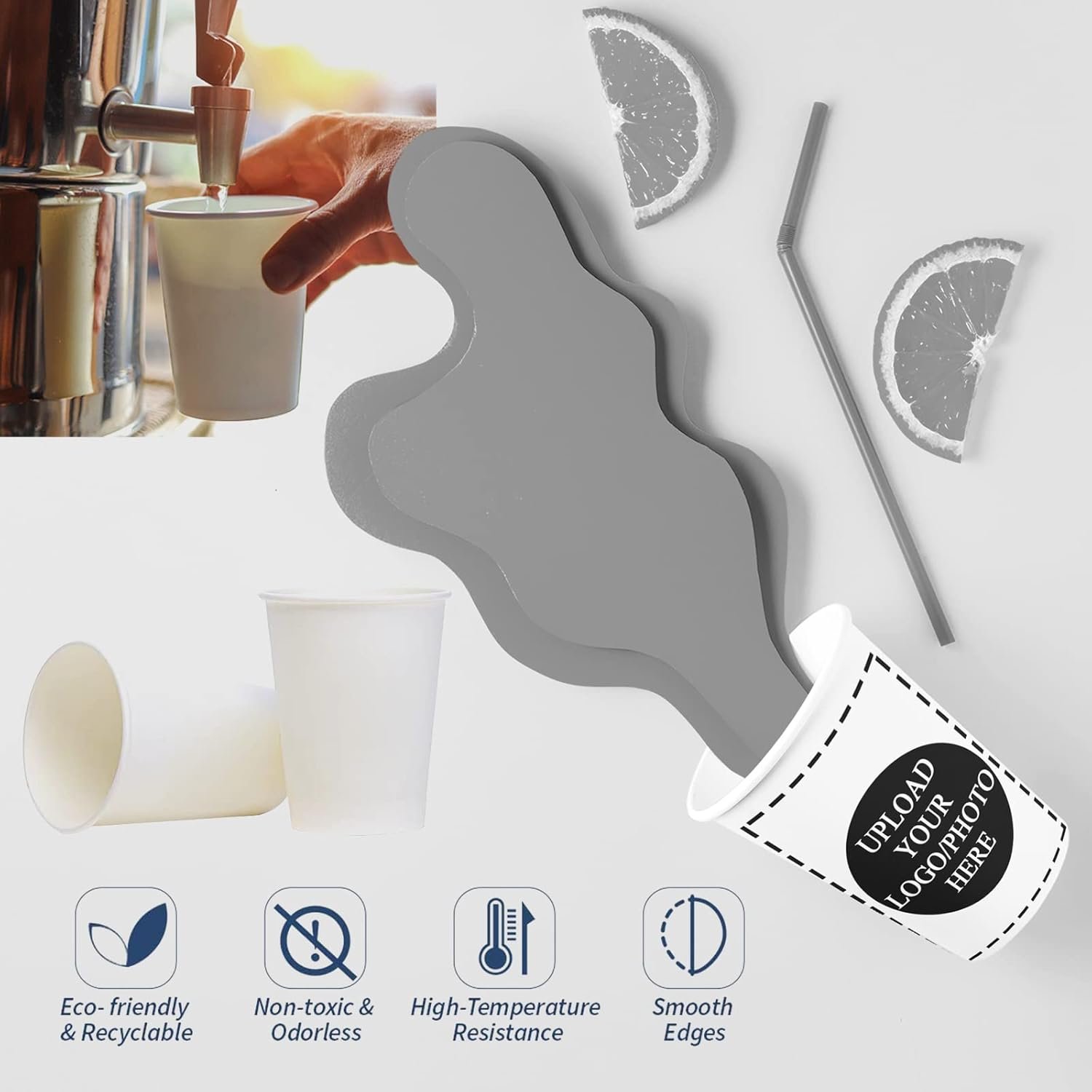 OEM Custom 8oz Paper Cups Personalized with Photo Logo Text for Office Coffee Shop Party Wedding Events 50 Pack Manufacturer