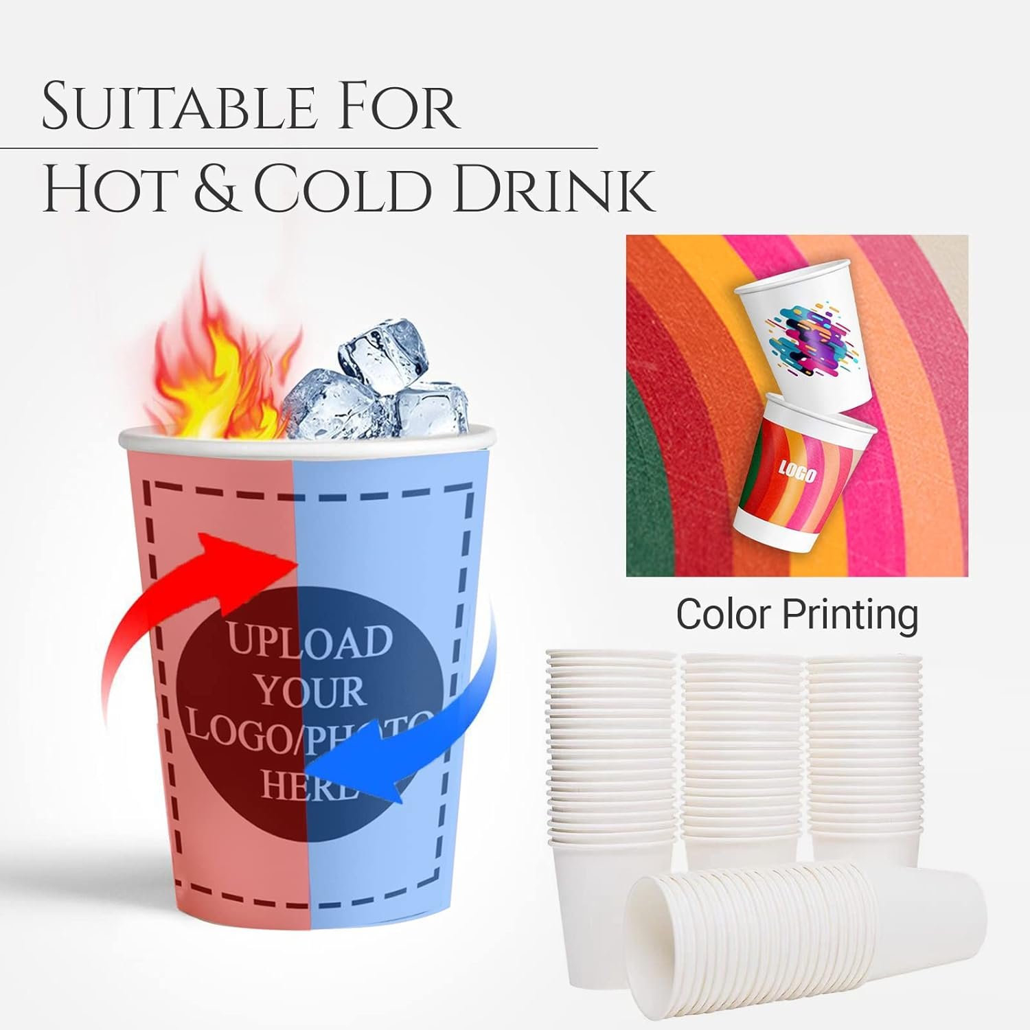 OEM Custom 8oz Paper Cups Personalized with Photo Logo Text for Office Coffee Shop Party Wedding Events 50 Pack Manufacturer