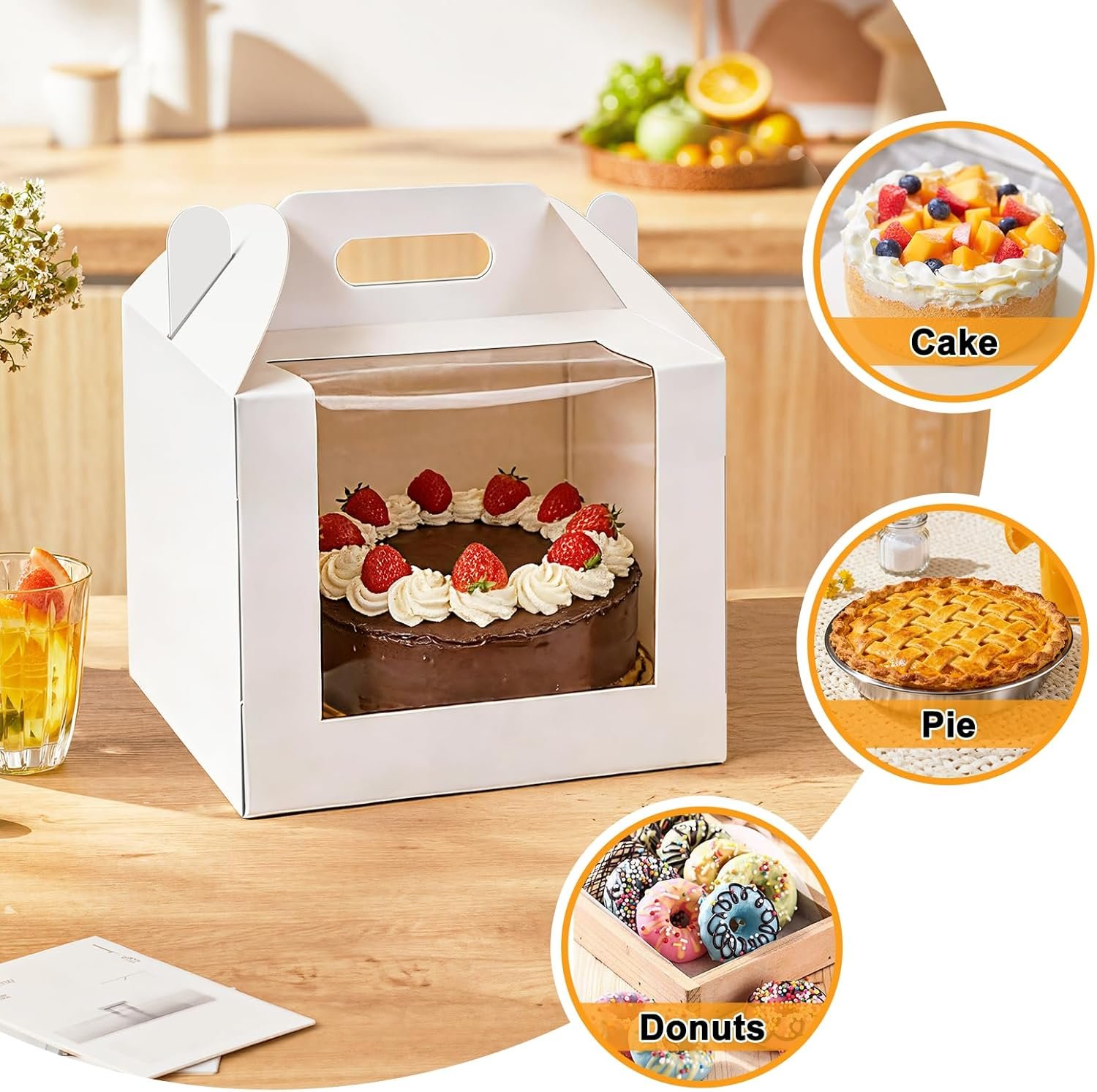 Wholesale 10 Pcs 10x10x8 Inch Cake Boxes with Handle and Window for Tier Cakes Bakery Takeout Containers White Large Carriers for Wedding Birthday Party Manufacturer