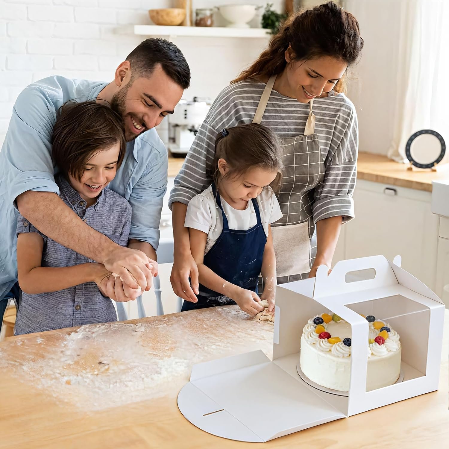 Wholesale 10 Pcs 10x10x8 Inch Cake Boxes with Handle and Window for Tier Cakes Bakery Takeout Containers White Large Carriers for Wedding Birthday Party Manufacturer