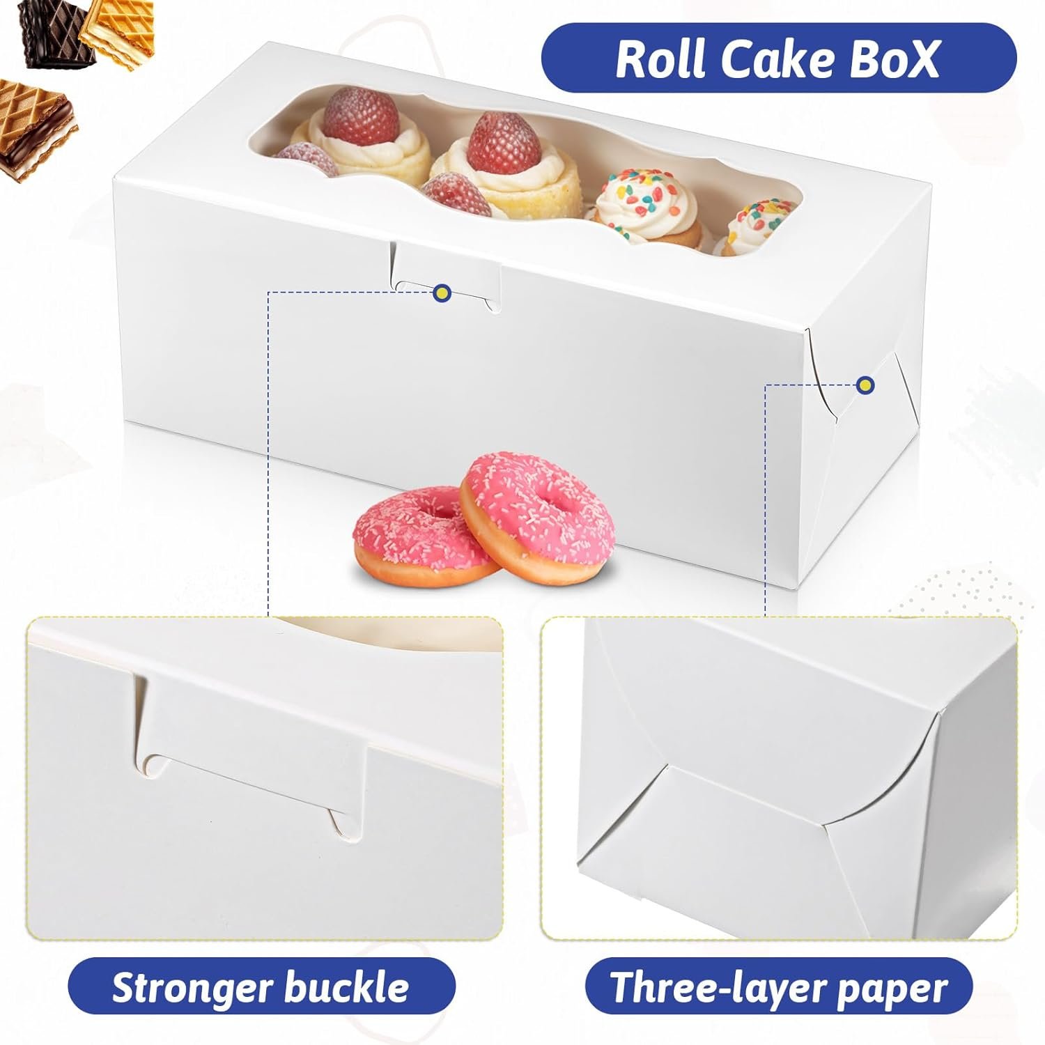 Wholesale 60 Pcs 9x4x3.5 Inch White Bakery Boxes with Window for Cookies Treats Loaf Cakes Desserts Muffins Donuts Candies Weddings Parties Gifts Manufacturer Wholesale 60 Pcs 9x4x3.5 Inch White Bakery Boxes with Window for Cookies Treats Loaf Cakes Desserts Muffins Donuts Candies Weddings Parties Gifts Manufacturer