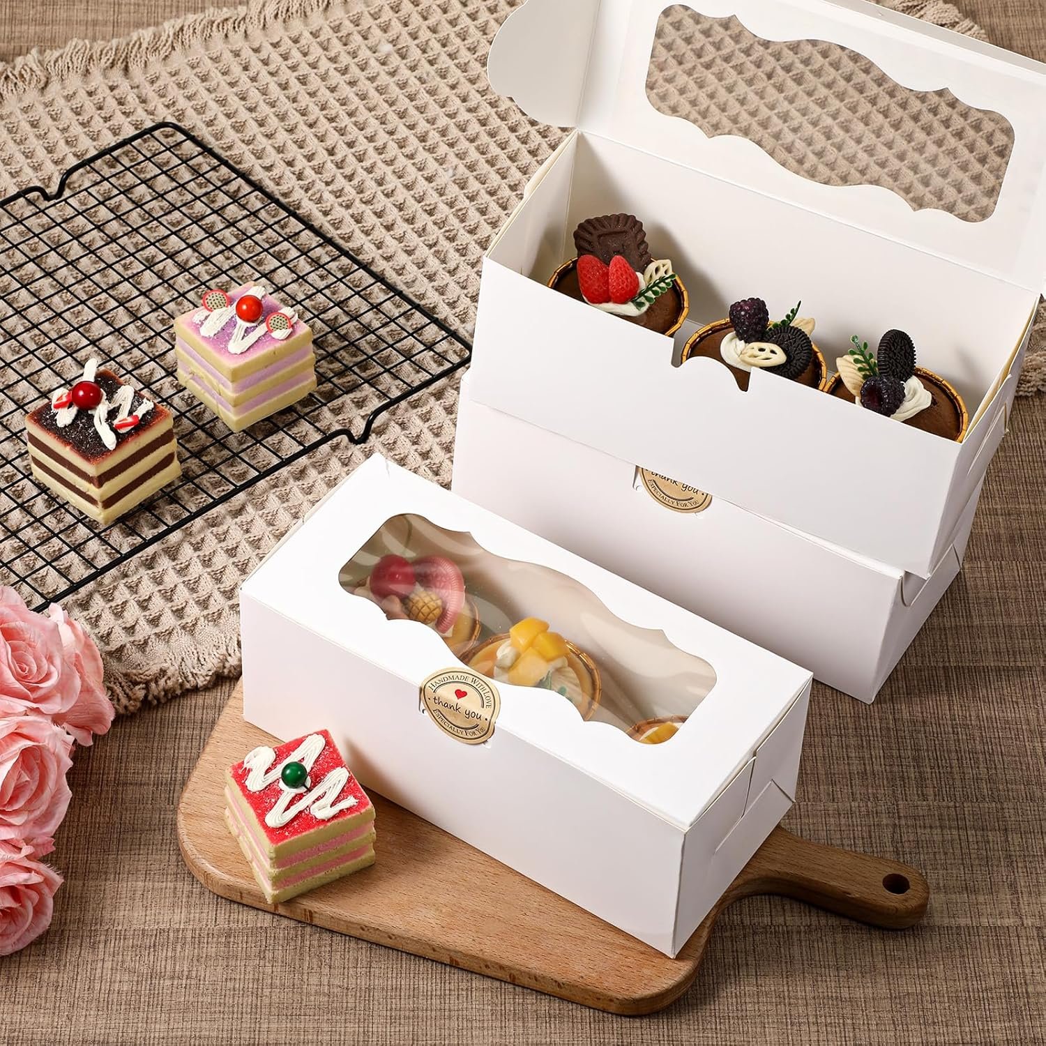 Wholesale 60 Pcs 9x4x3.5 Inch White Bakery Boxes with Window for Cookies Treats Loaf Cakes Desserts Muffins Donuts Candies Weddings Parties Gifts Manufacturer Wholesale 60 Pcs 9x4x3.5 Inch White Bakery Boxes with Window for Cookies Treats Loaf Cakes Desserts Muffins Donuts Candies Weddings Parties Gifts Manufacturer