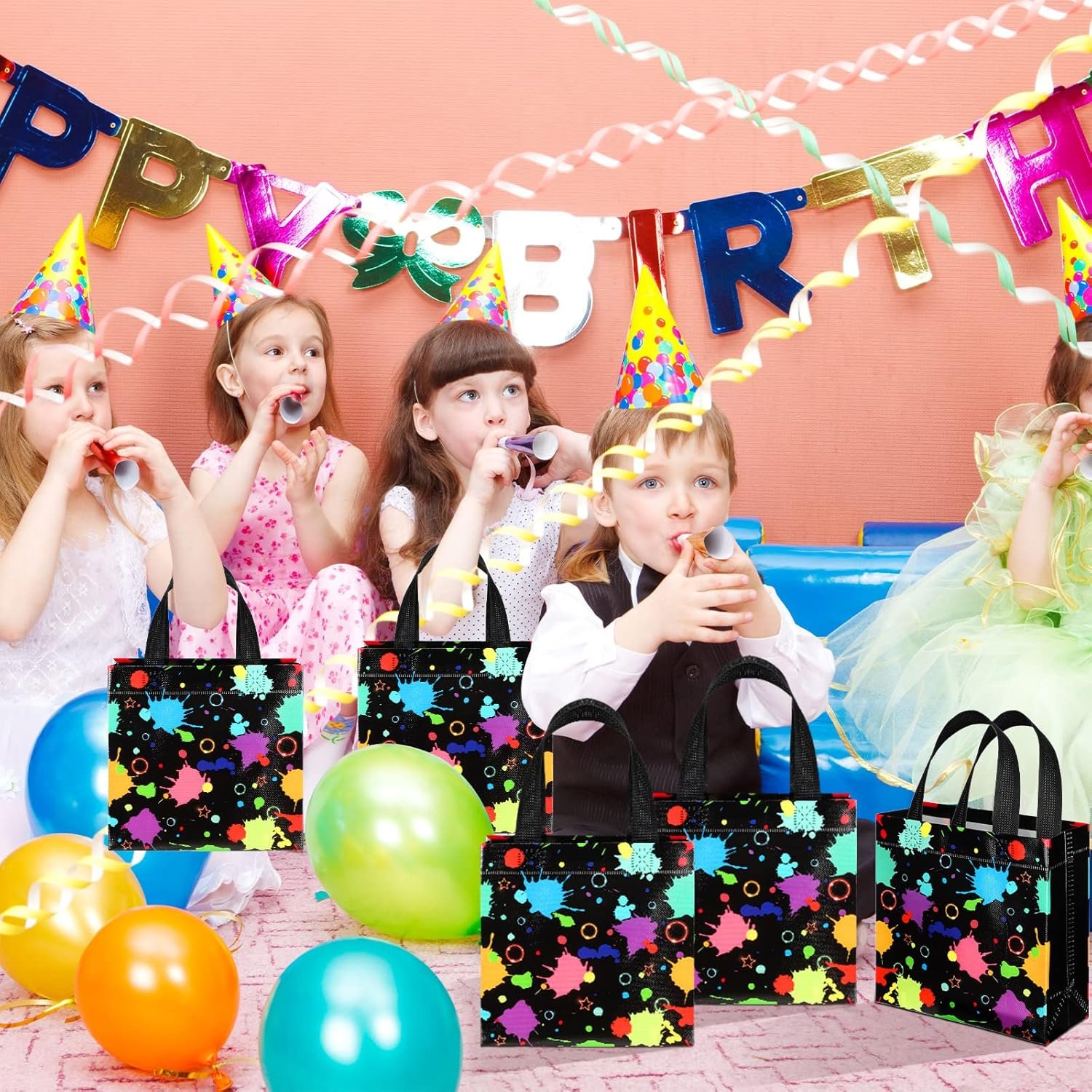 Wholesale 40 Pcs Glow in the Dark Gift Bags with Handles Non Woven for Party Treats Factory