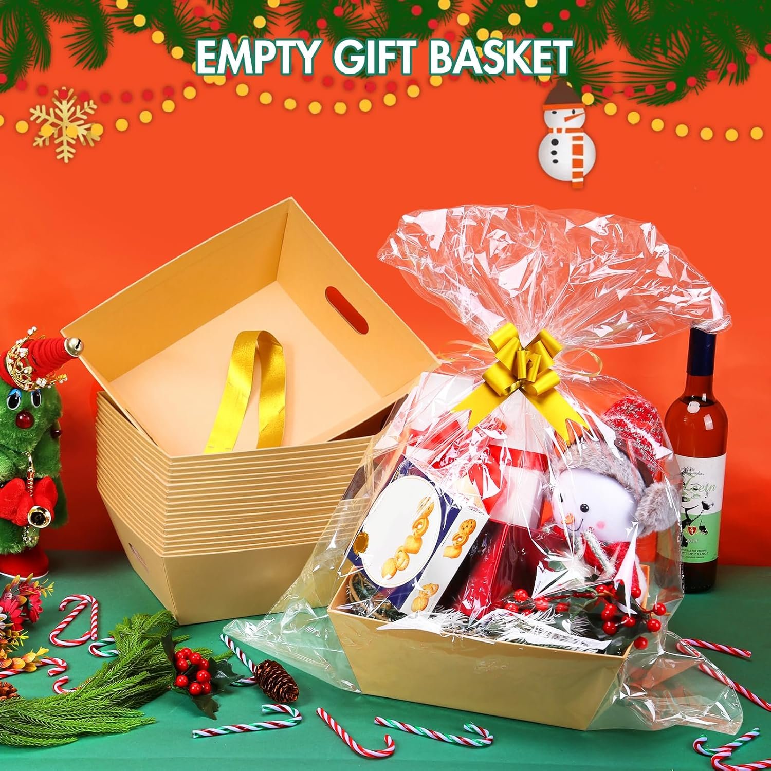 Wholesale 10-Pack 10x12 Inch Thick Kraft Empty Gift Baskets with Bows and Bags for Christmas Valentine's Day Easter Birthdays Snacks Farmers Market Manufacturer Wholesale 10-Pack 10x12 Inch Thick Kraft Empty Gift Baskets with Bows and Bags for Christmas Valentine's Day Easter Birthdays Snacks Farmers Market Manufacturer