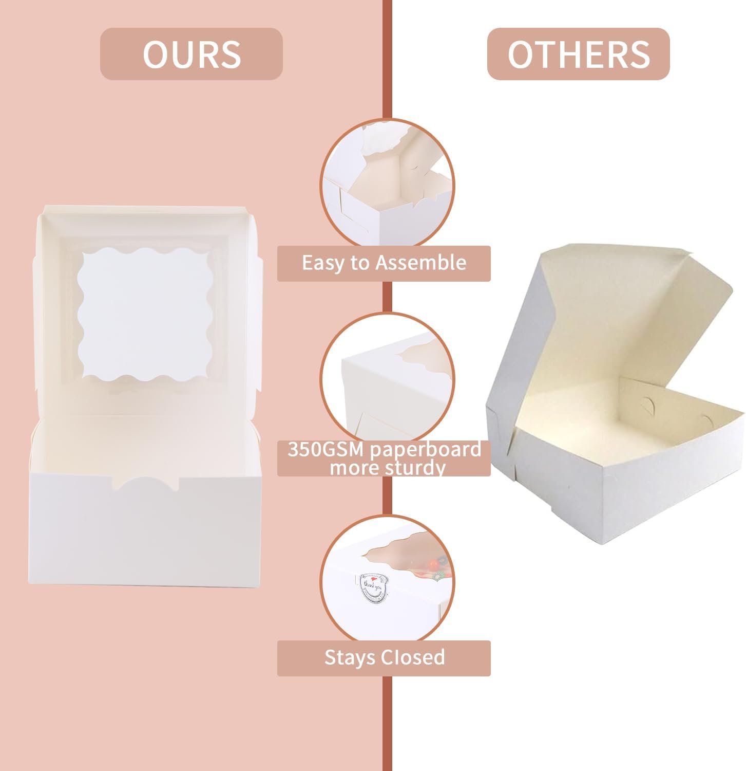 Wholesale 100 pcs 6x6x3 Inches Small Cake Boxes with Window for Cookies Bakery Pastry Mini Pies Desserts Strawberries Chocolates Cupcakes with Paper Stickers White Manufacturer Wholesale 100 pcs 6x6x3 Inches Small Cake Boxes with Window for Cookies Bakery Pastry Mini Pies Desserts Strawberries Chocolates Cupcakes with Paper Stickers White Manufacturer