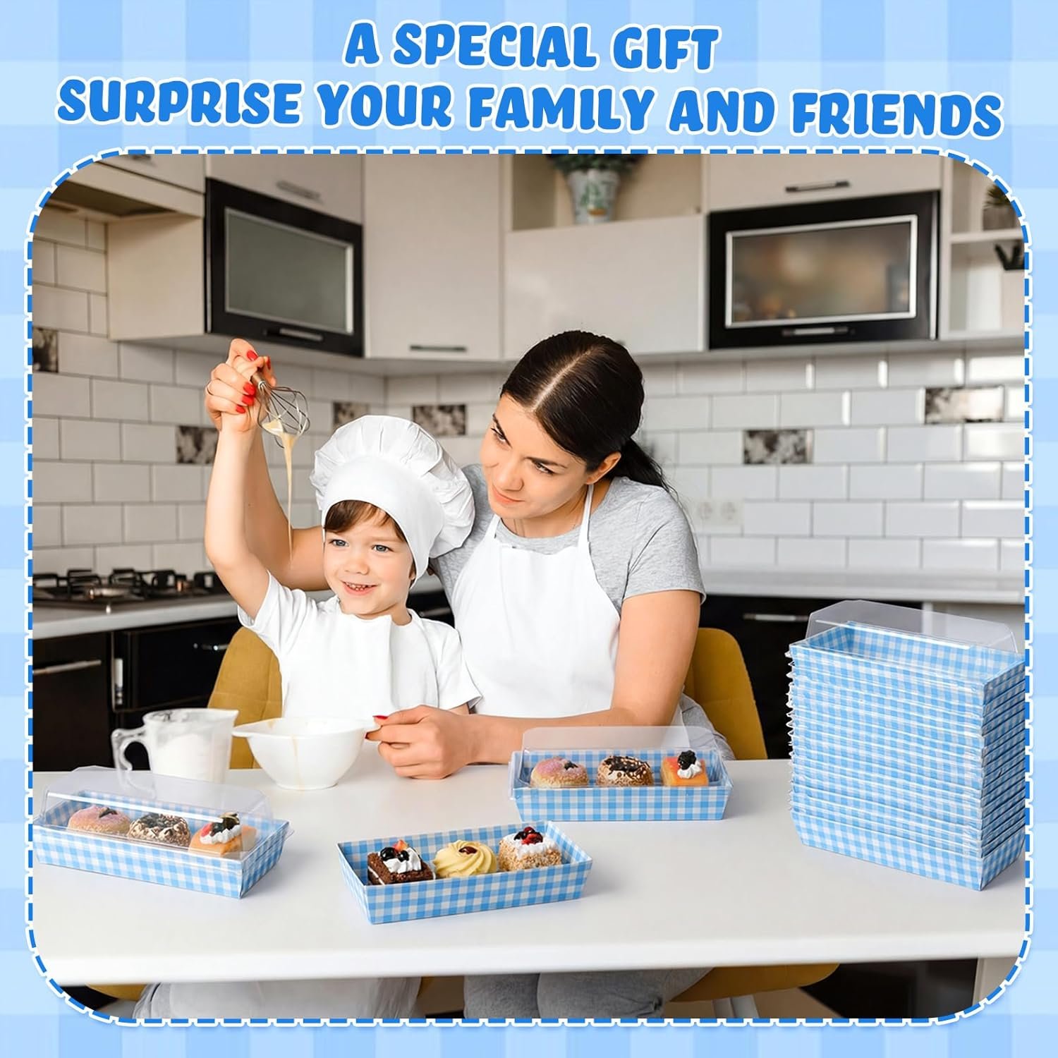 Wholesale 50 Pack Blue Plaid Cookie Snack Boxes with Clear Lids Disposable Dessert Presentation Boxes for Parties Weddings Picnics Events Manufacturer