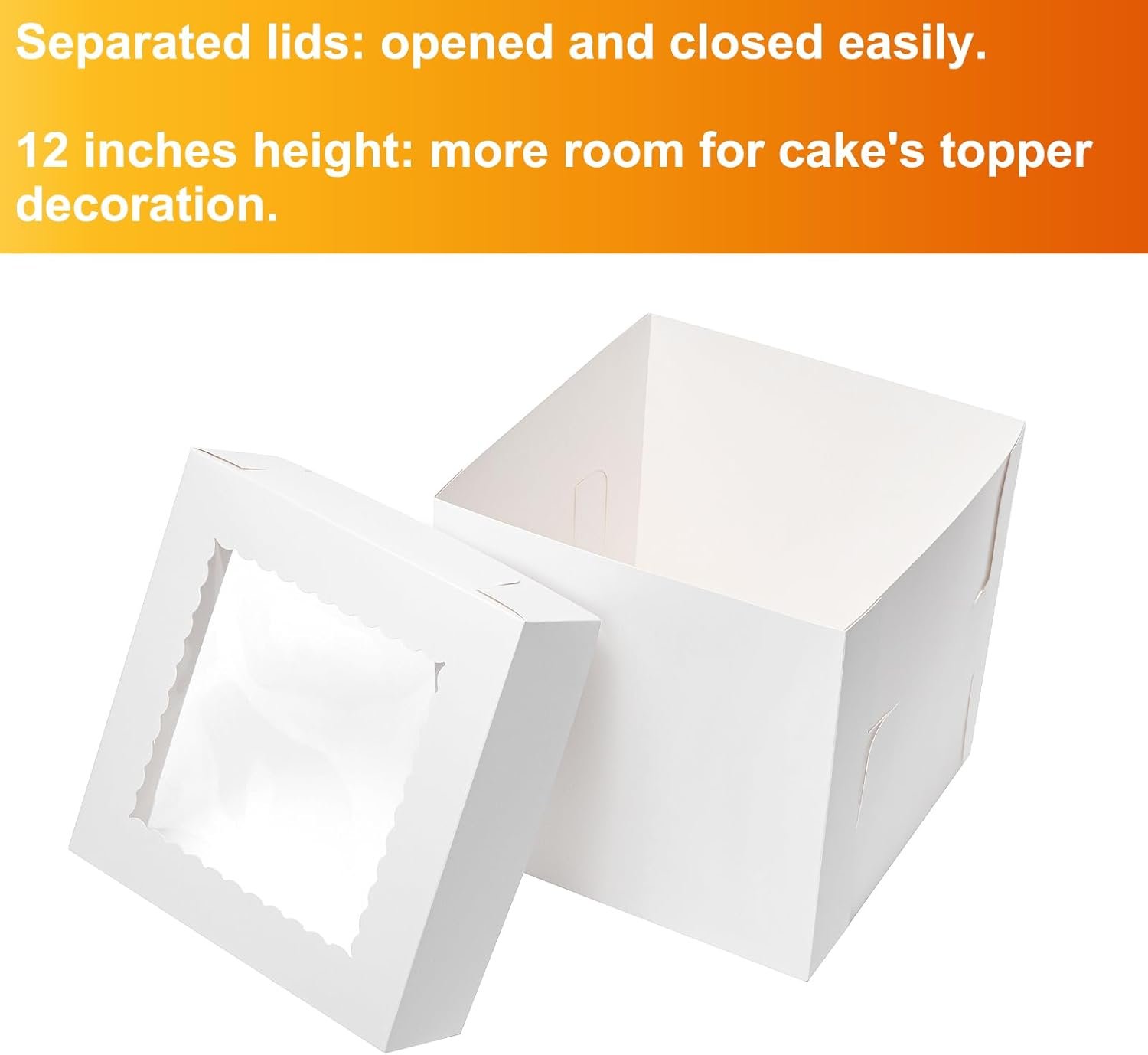 Wholesale 6 Pack Tall Cake Boxes for Tiered Cakes 12x12x12 Inch Disposable with Window Cardboard Bakery Transport Containers for Weddings Birthdays Parties Manufacturer