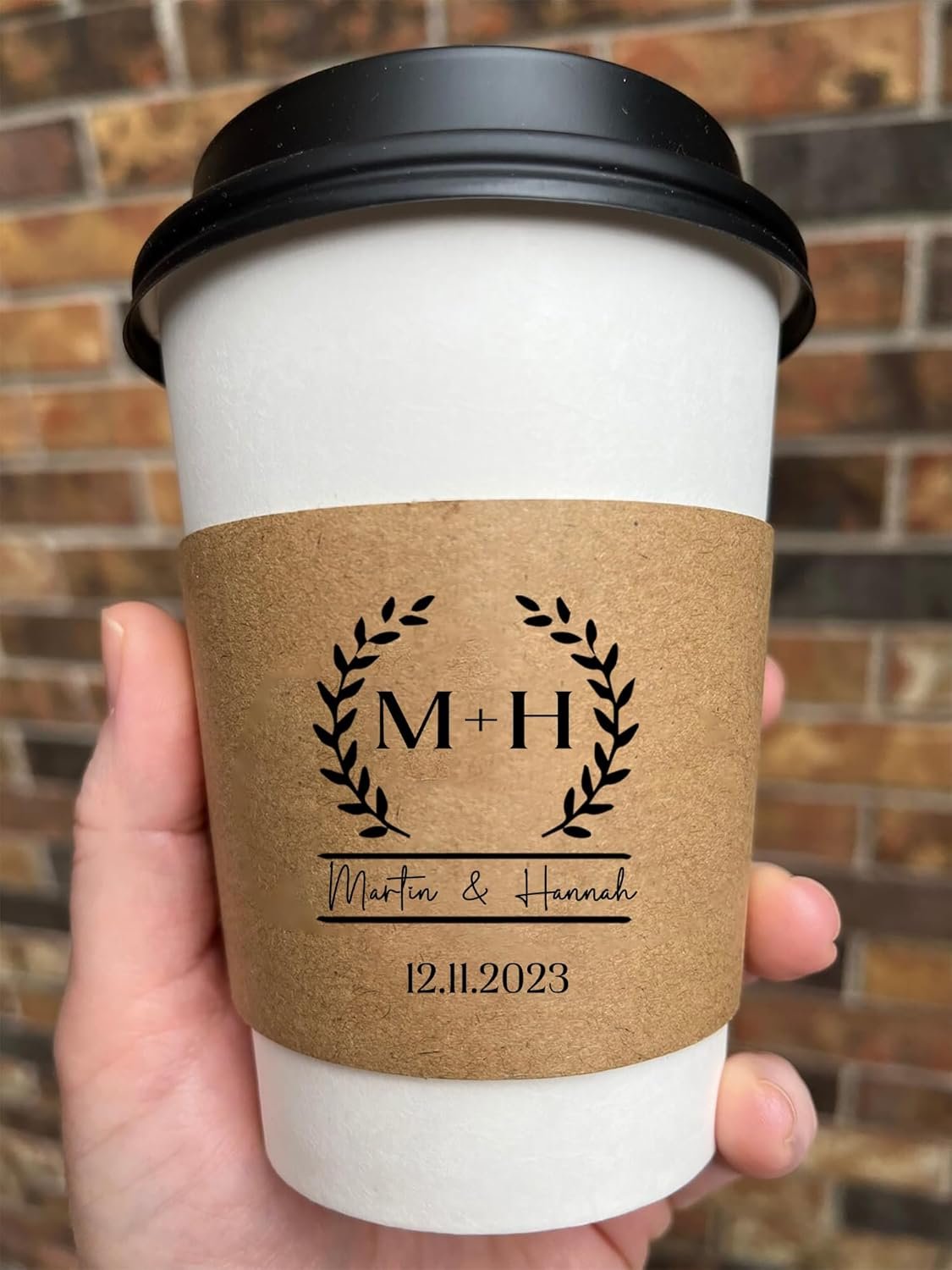 Wholesale Personalized Kraft Disposable Coffee Cup Sleeves Custom Paper Cardboard Wraps for Coffee Lovers Weddings Baby Showers Retirements 20-500pcs Manufacturer