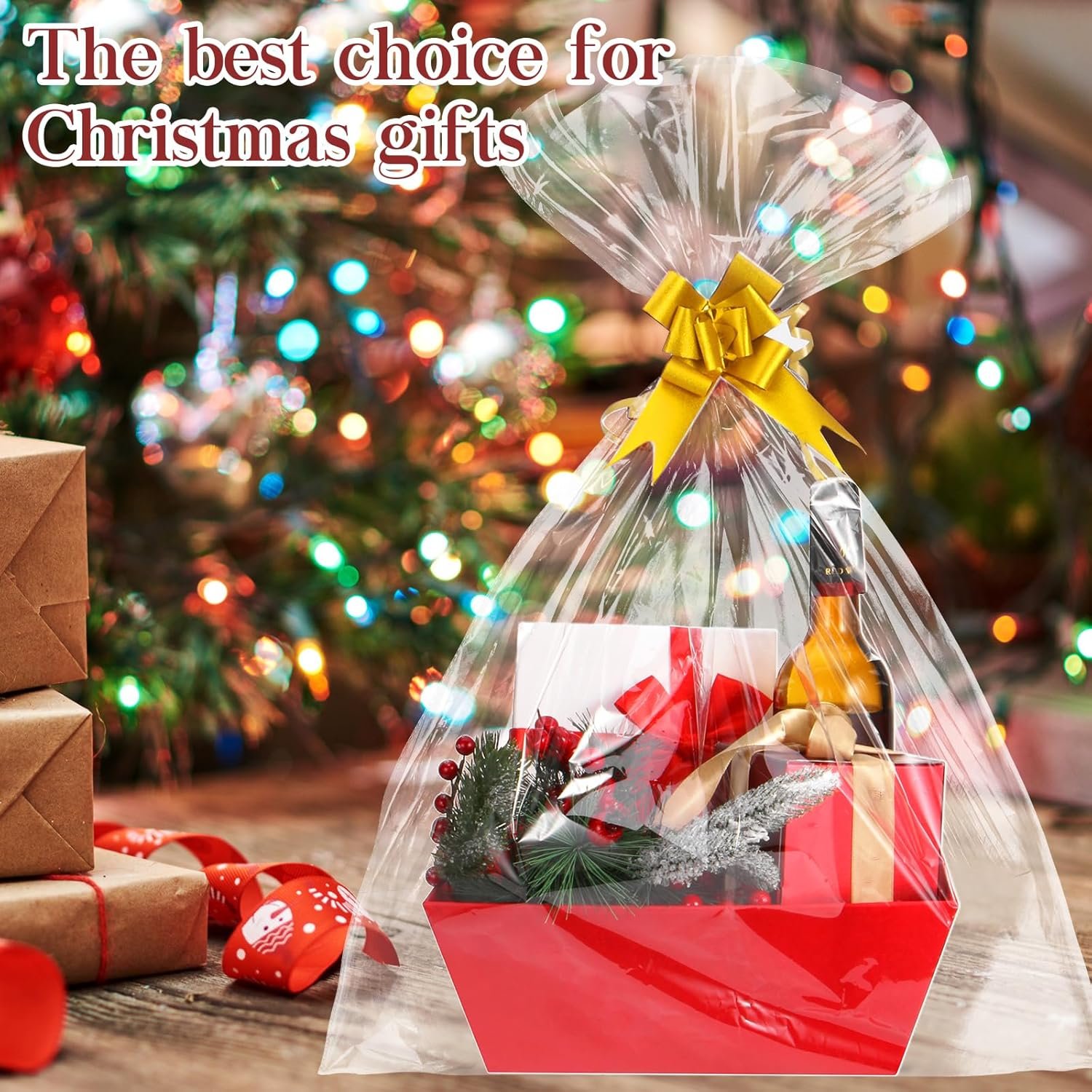 Wholesale 10-Pack Red Empty Gift Baskets 10x12 Inch Thick Kraft with 10 Bows 10 Bags for Christmas Easter Birthdays Snacks Farmers Market Manufacturer Wholesale 10-Pack Red Empty Gift Baskets 10x12 Inch Thick Kraft with 10 Bows 10 Bags for Christmas Easter Birthdays Snacks Farmers Market Manufacturer