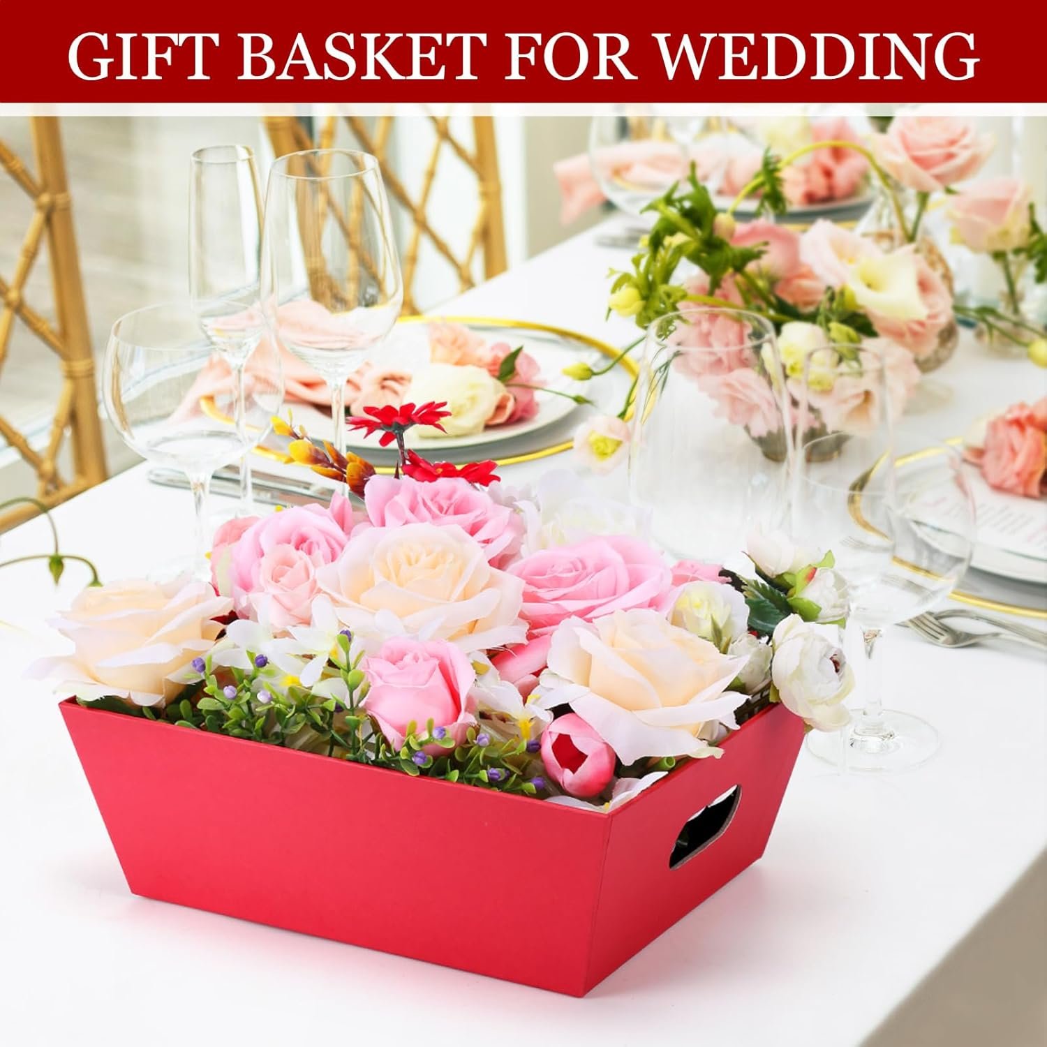 Wholesale 10-Pack Red Empty Gift Baskets 10x12 Inch Thick Kraft with 10 Bows 10 Bags for Christmas Easter Birthdays Snacks Farmers Market Manufacturer Wholesale 10-Pack Red Empty Gift Baskets 10x12 Inch Thick Kraft with 10 Bows 10 Bags for Christmas Easter Birthdays Snacks Farmers Market Manufacturer