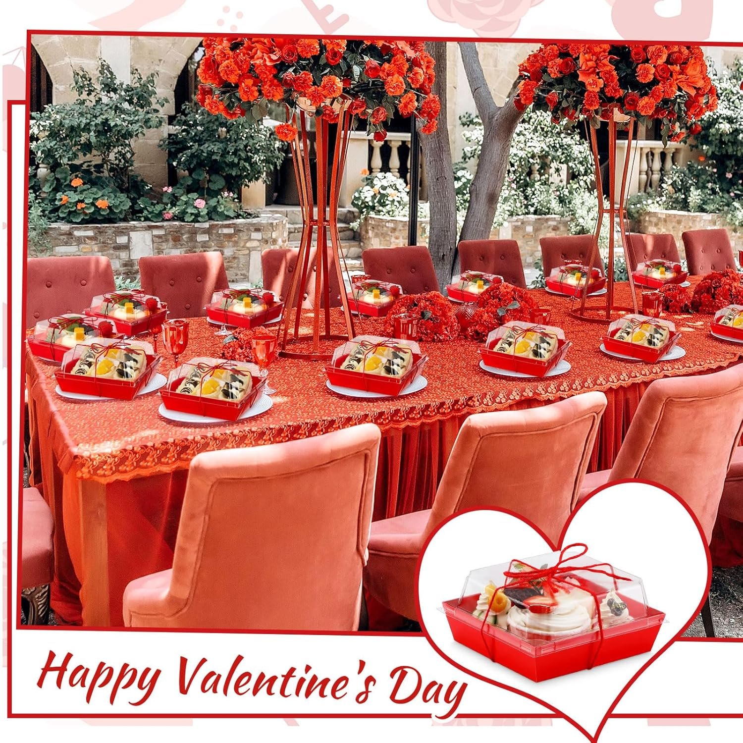 Wholesale 200 Pcs 5'' Disposable Square Charcuterie Boxes with Clear Lids Red Paper Food Bakery Containers for Party Cake Cookie Sandwich Manufacturer