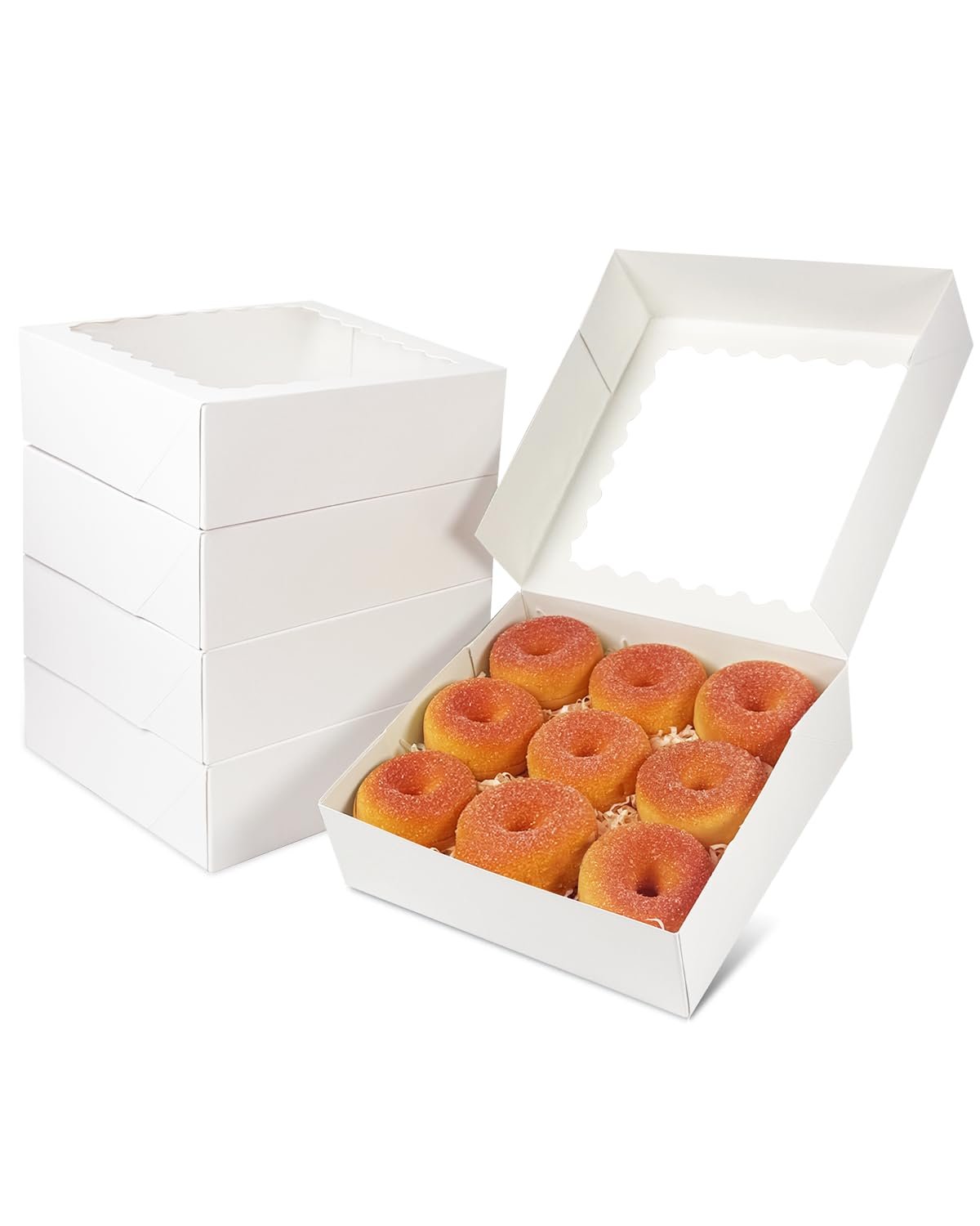 Wholesale 10x10x2.5 Inch White Pie Boxes with Window 12 Packs Cookie Donut Bakery Auto Pop Up Manufacturer