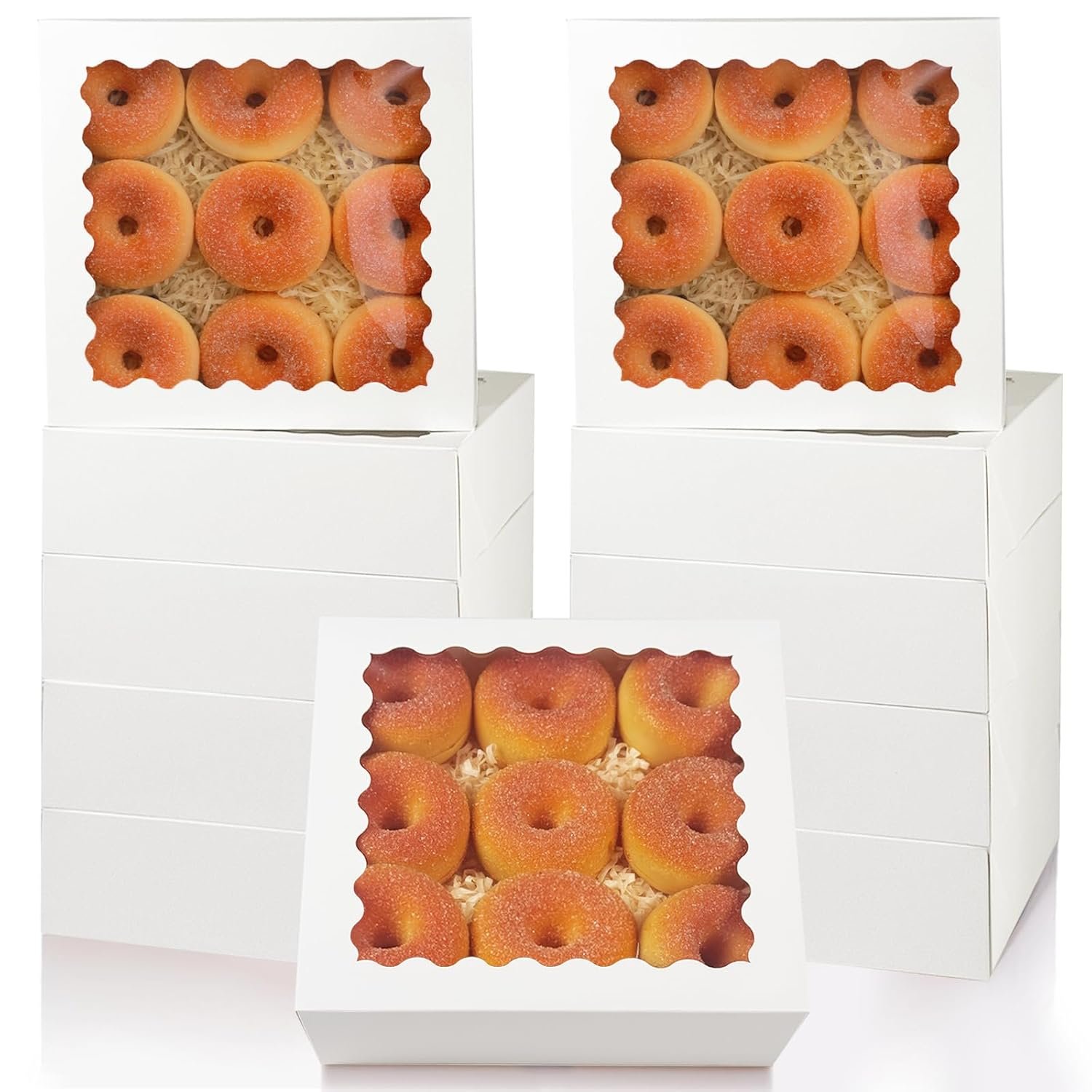 Wholesale 10x10x2.5 Inch White Pie Boxes with Window 12 Packs Cookie Donut Bakery Auto Pop Up Manufacturer