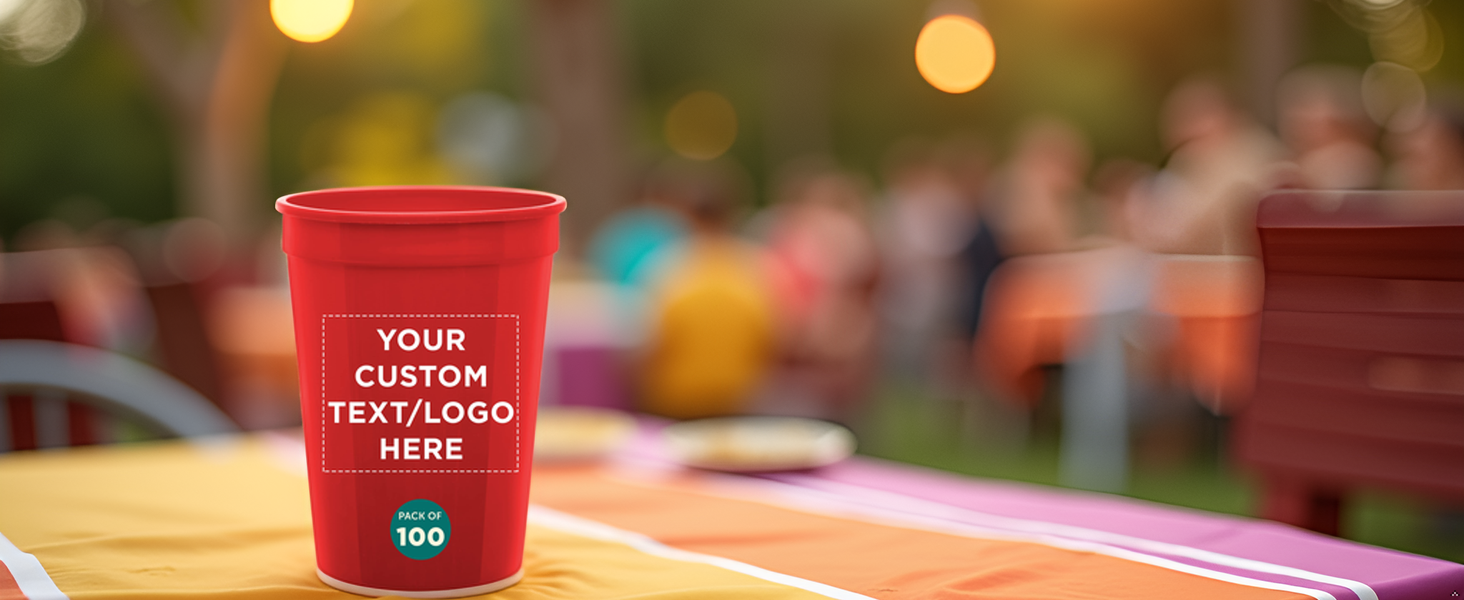 Private Label Custom Disposable Plastic Cups 12 oz Set of 50 Personalized Bulk Pack for Summer Sporting Events Birthdays Weddings Picnics Beach Parties Reflex Blue Manufacturer