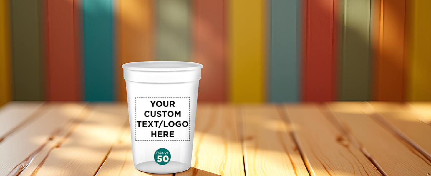 Private Label Custom Disposable Plastic Cups 12 oz Set of 50 Personalized Bulk Pack for Summer Sporting Events Birthdays Weddings Picnics Beach Parties Reflex Blue Manufacturer