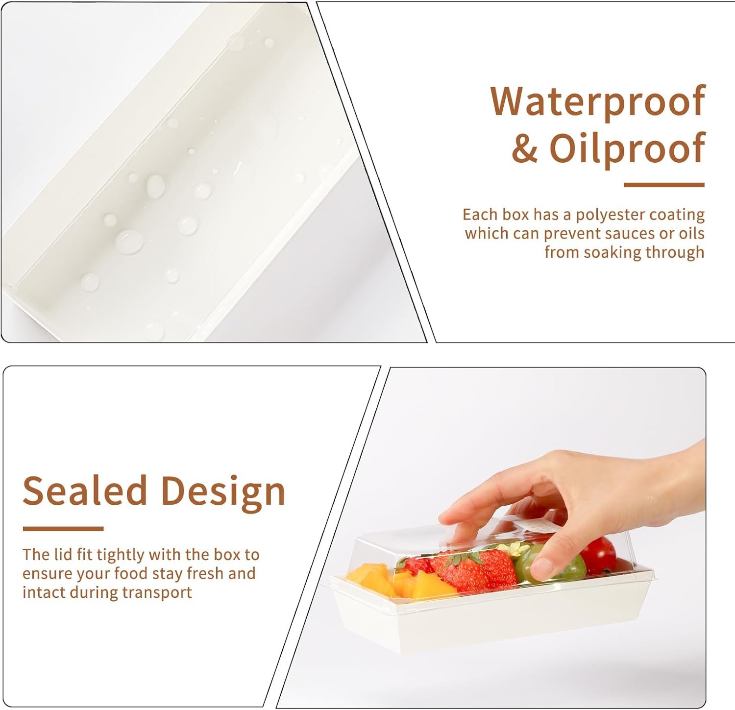 Wholesale Small 7 Inch Charcuterie Boxes with Clear Lids and Forks To Go Paper Rectangle Disposable Food Containers for Cookies Cake Slices White 100pcs Manufacturer