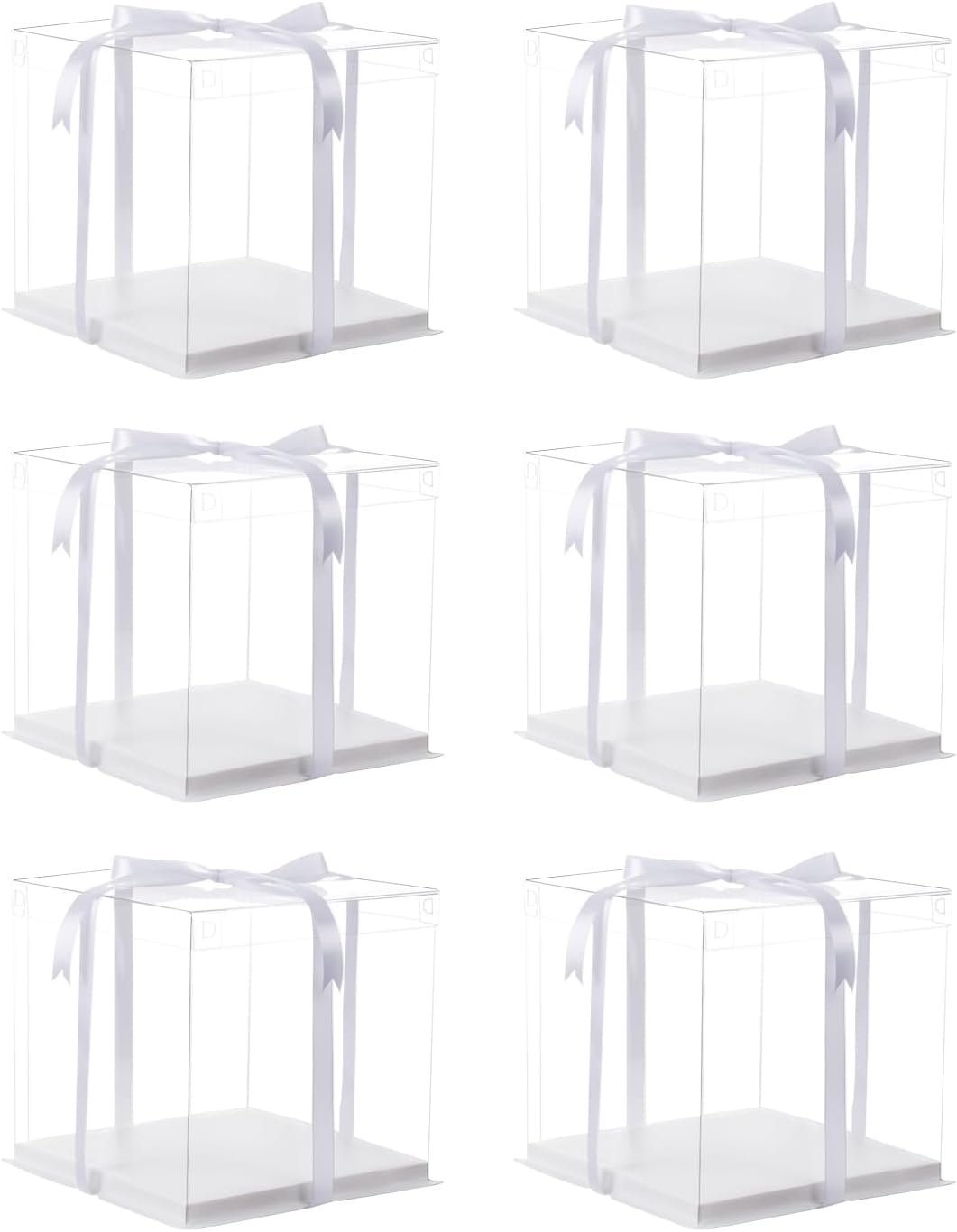 Wholesale 6Pcs 6 Inch Clear Cake Boxes with Ribbon for Christmas Bakery Treats Holiday Pastries Gift Giving White Manufacturer