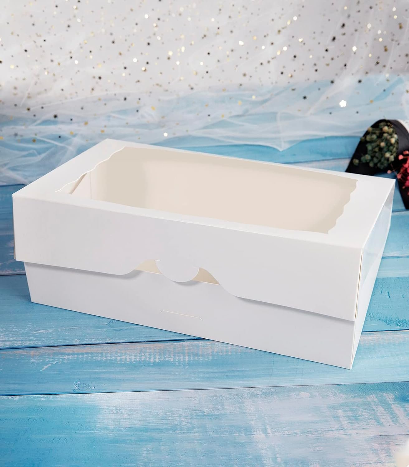 Wholesale 8-Pack White Pastry Bakery Boxes 16x11x2.75 Inch with PVC Window Auto-Pop Up Cardboard for Donuts Muffins Cookies Holds 12 Donuts Takeout Containers Manufacturer