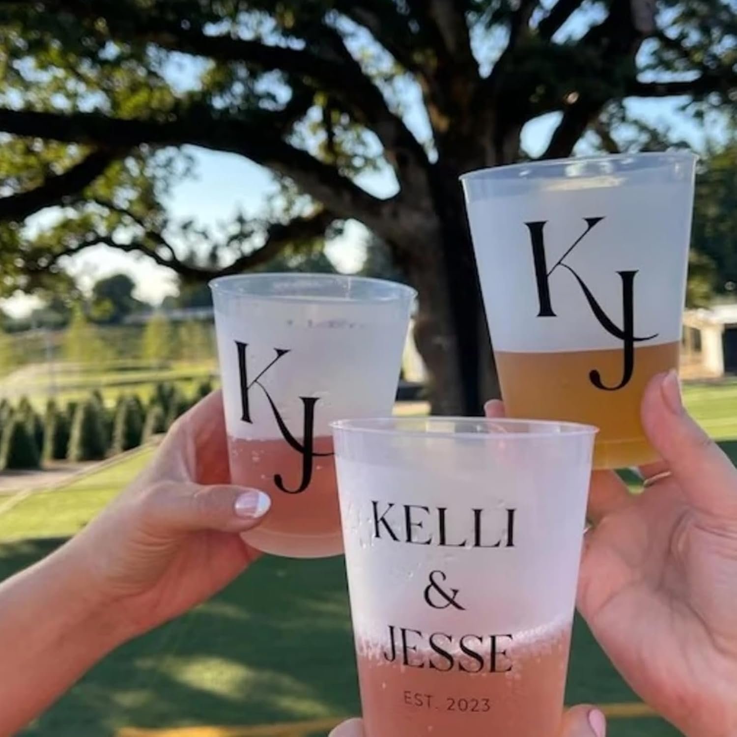 Private Label 100pcs Personalized Frosted Wedding Cups Custom Disposable 16oz Polypropylene Shatterproof White for Bridal Shower Parties Manufacturer