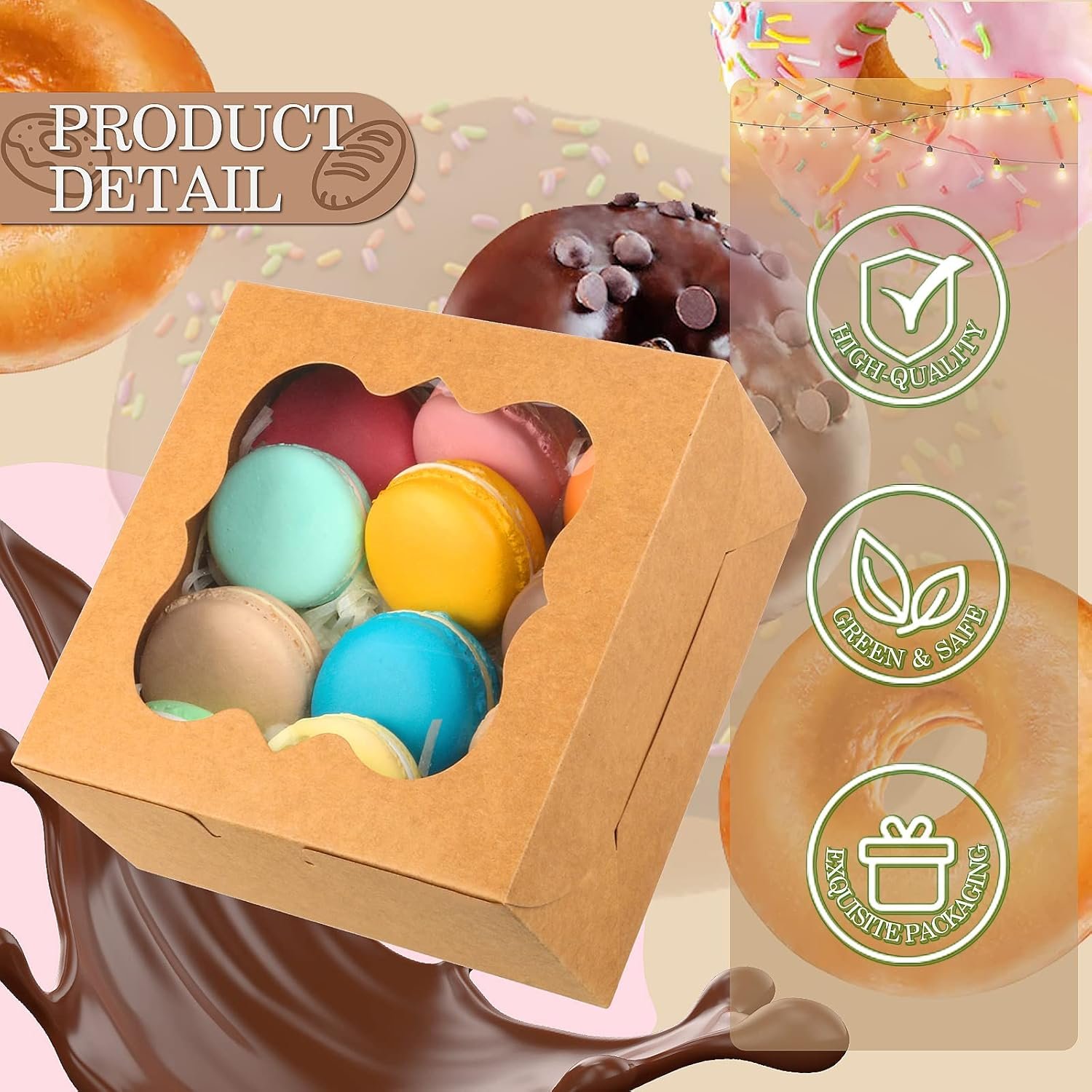 Wholesale 65PCS Bakery Boxes with Window 6x6x3 Inches 5 Style Cookie Pastry Boxes for Candy Dessert Donuts Birthday Party Wedding Brown Manufacturer Wholesale 65PCS Bakery Boxes with Window 6x6x3 Inches 5 Style Cookie Pastry Boxes for Candy Dessert Donuts Birthday Party Wedding Brown Manufacturer