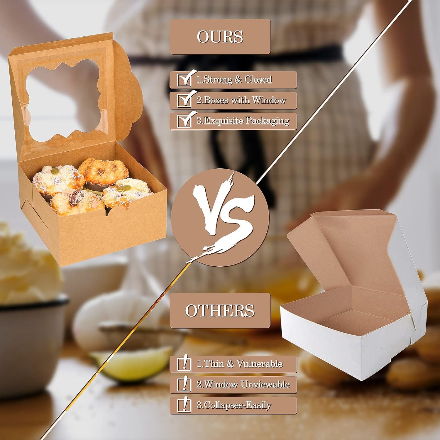 Wholesale 65PCS Bakery Boxes with Window 6x6x3 Inches 5 Style Cookie Pastry Boxes for Candy Dessert Donuts Birthday Party Wedding Brown Manufacturer Wholesale 65PCS Bakery Boxes with Window 6x6x3 Inches 5 Style Cookie Pastry Boxes for Candy Dessert Donuts Birthday Party Wedding Brown Manufacturer