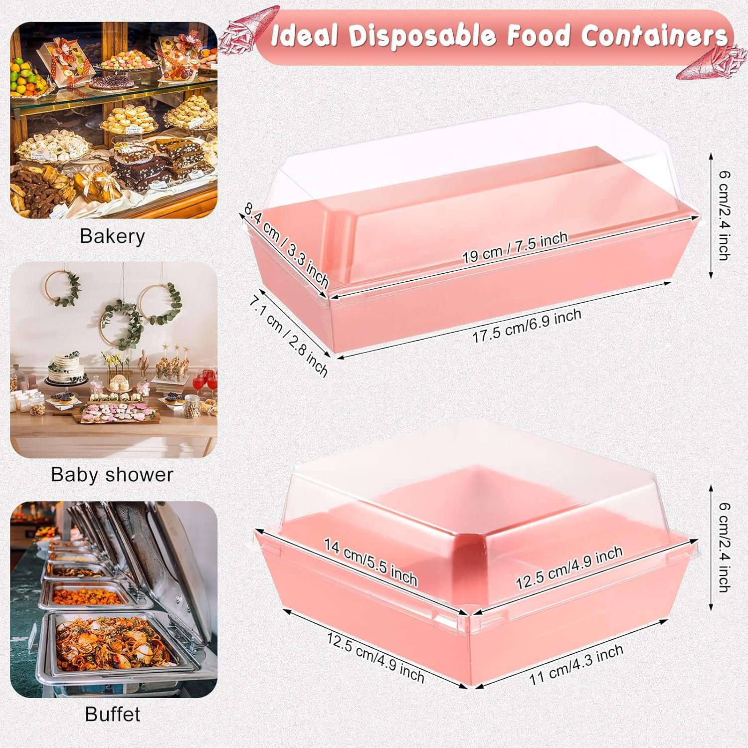 Wholesale 100 Pieces Pink Charcuterie Boxes in 2 Sizes with Clear Lids Disposable Paper Dessert Containers for Sandwiches Cakes Slices Cookies Bakery Chocolates Strawberries Manufacturer Wholesale 100 Pieces Pink Charcuterie Boxes in 2 Sizes with Clear Lids Disposable Paper Dessert Containers for Sandwiches Cakes Slices Cookies Bakery Chocolates Strawberries Manufacturer