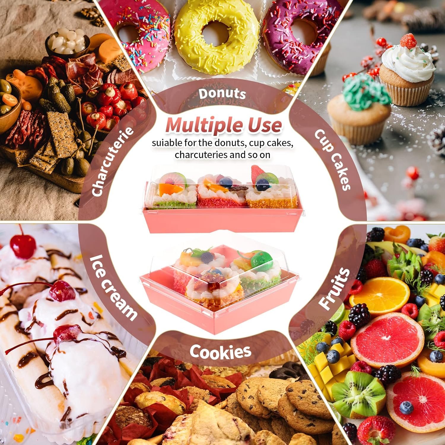 Wholesale 100 Pieces Pink Charcuterie Boxes in 2 Sizes with Clear Lids Disposable Paper Dessert Containers for Sandwiches Cakes Slices Cookies Bakery Chocolates Strawberries Manufacturer Wholesale 100 Pieces Pink Charcuterie Boxes in 2 Sizes with Clear Lids Disposable Paper Dessert Containers for Sandwiches Cakes Slices Cookies Bakery Chocolates Strawberries Manufacturer