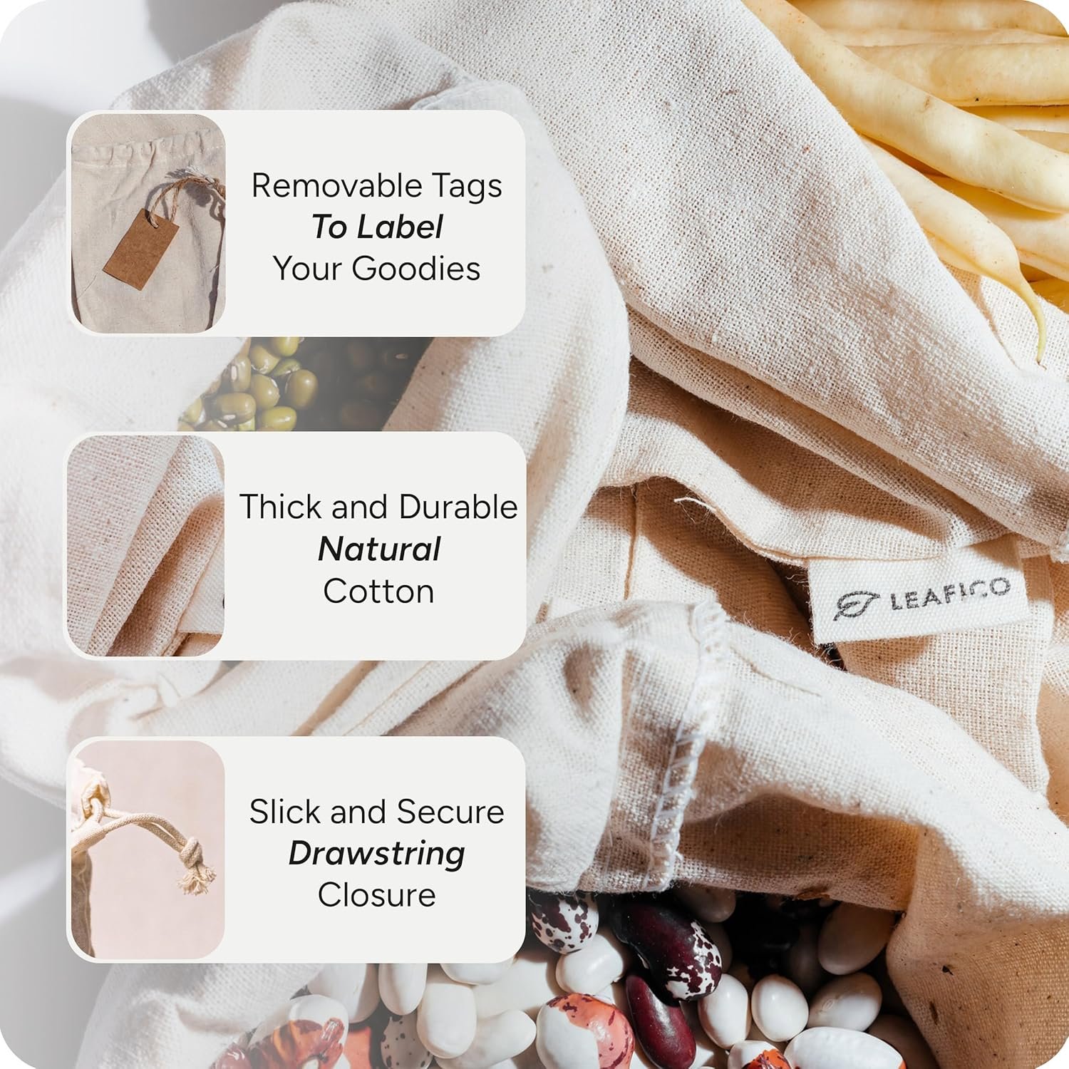 Wholesale Cotton Storage Bags X-Large 14x17 Inch 6-Pack Reusable Muslin Drawstring Bags Biodegradable Canvas Fabric Sacks for Bread Bulk Produce Potatoes Onions Shoes Manufacturer